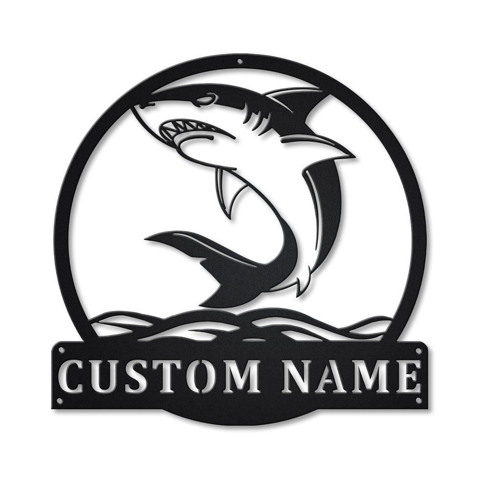 Personalized Shark Monogram Metal Sign Art, Custom Shark Monogram Metal Sign, Birthday Gift, Animal Funny, Fathers Day Gift