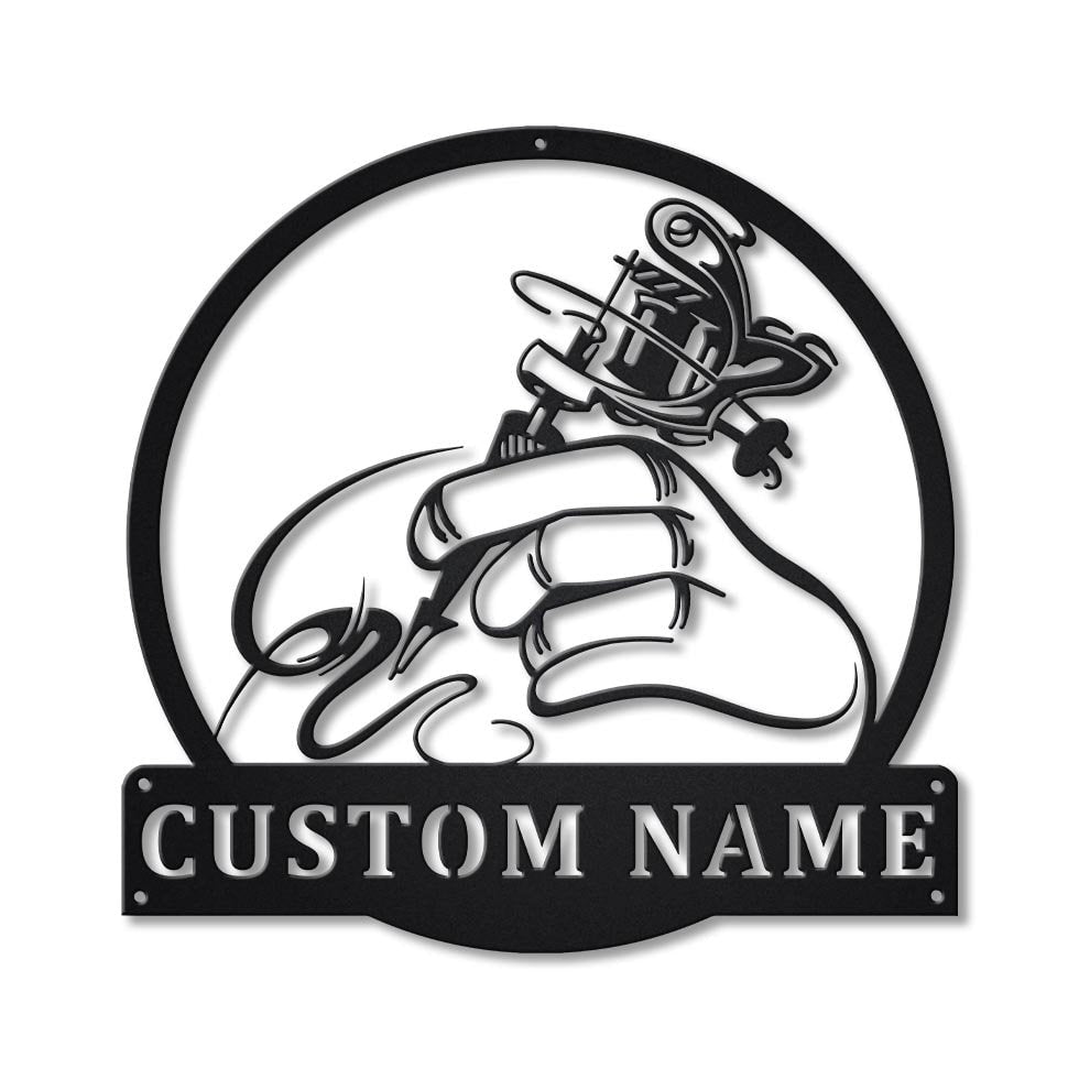 Personalized Tattoo Artist Metal Sign Art, Custom Tattoo Artist Monogram Metal Sign, Tattoo