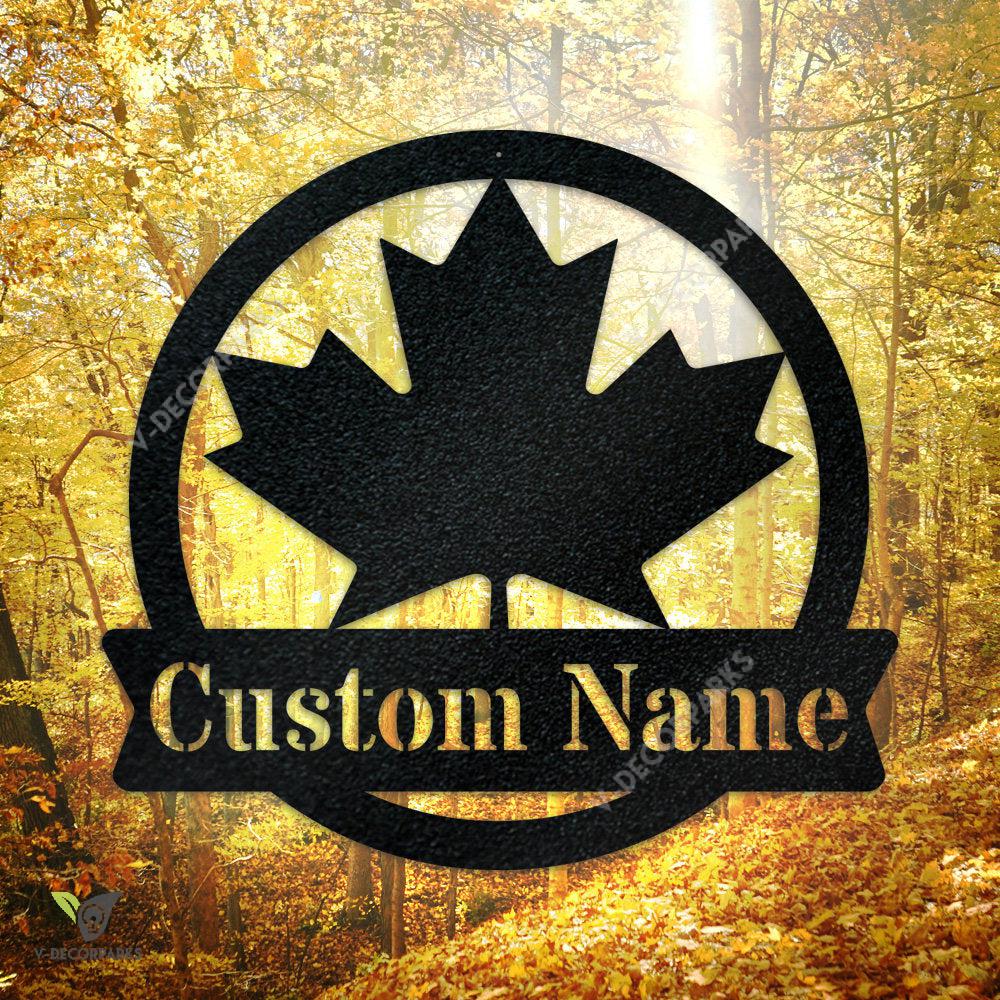 Maple Leaf Monogram - Canada Metal Sign, Personalized Home Decor, Maple Leaf Monogram Sign, Family Address Sign, Family Sign, Canadian Gift