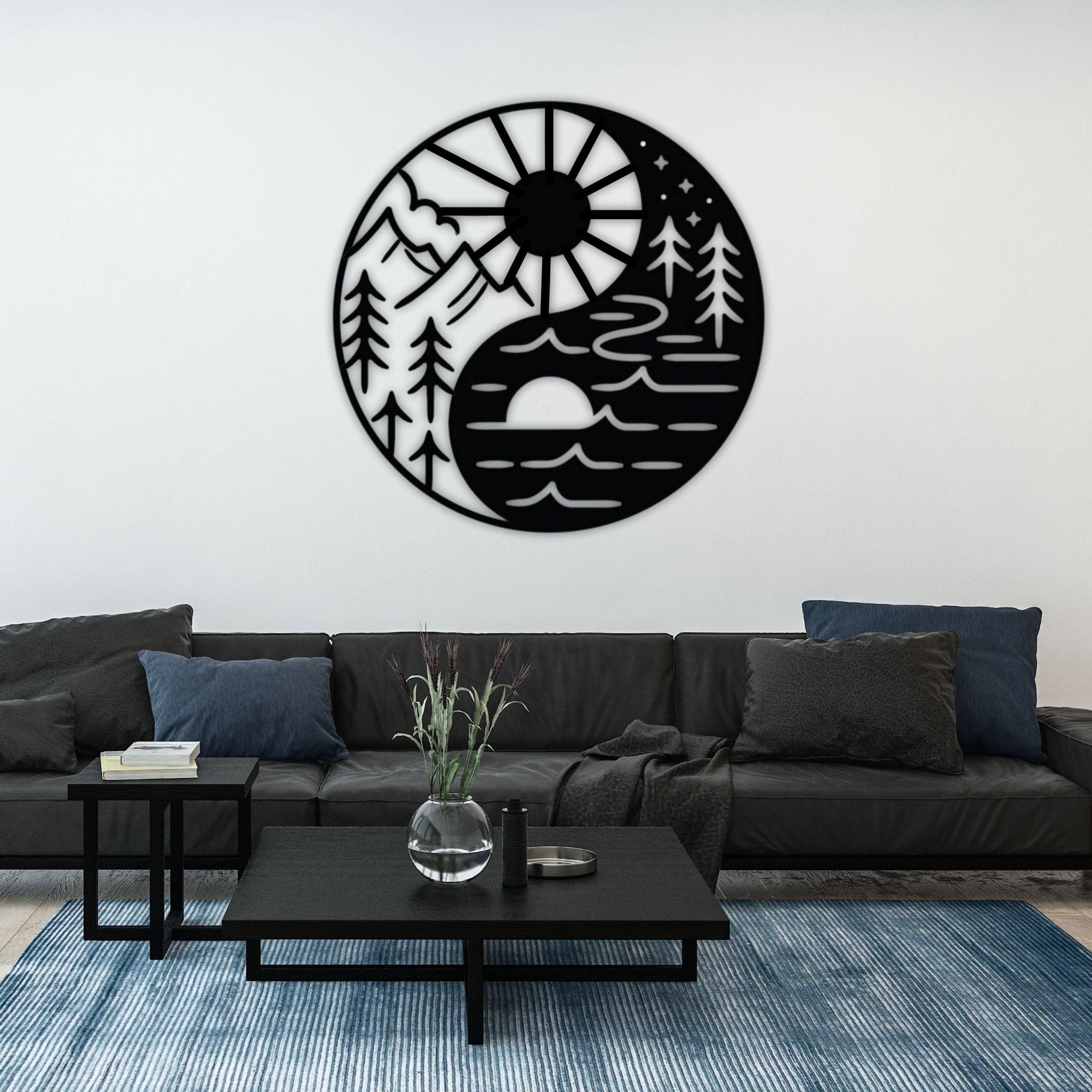 Yin Yang, Sun & Moon Metal Wall Decor, Metal Wall Art, Housewarming Gift, Home Decor, Office Decor, Interior Design, Best Seller, Gift For Dad