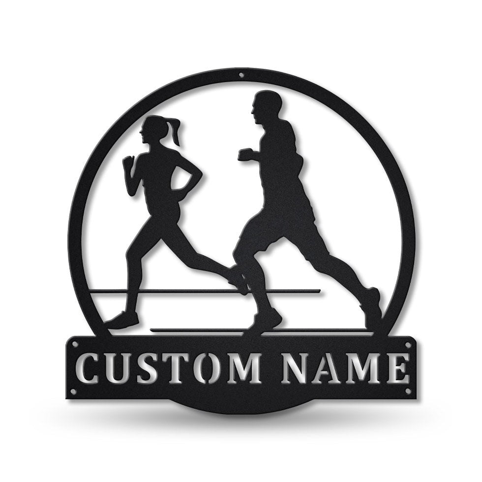 Personalized Jogging Monogram Metal Sign Art, Custom Jogging Sport