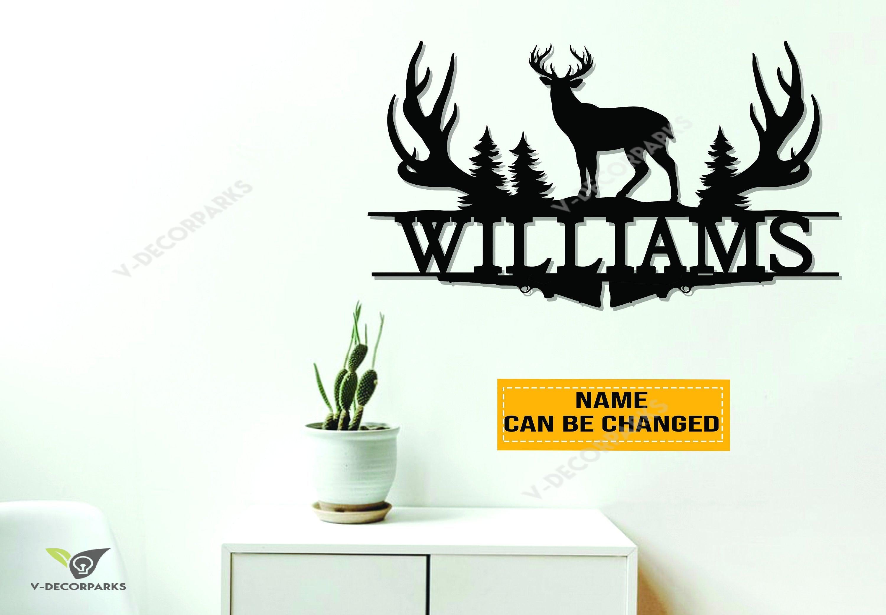 Personalized Deer Hunting Metal Sign, Deer Sign, Hunting Monogram, Farmhouse Sign, Family Name Sign, Man Cave, Hunter Gift, Gift For Him