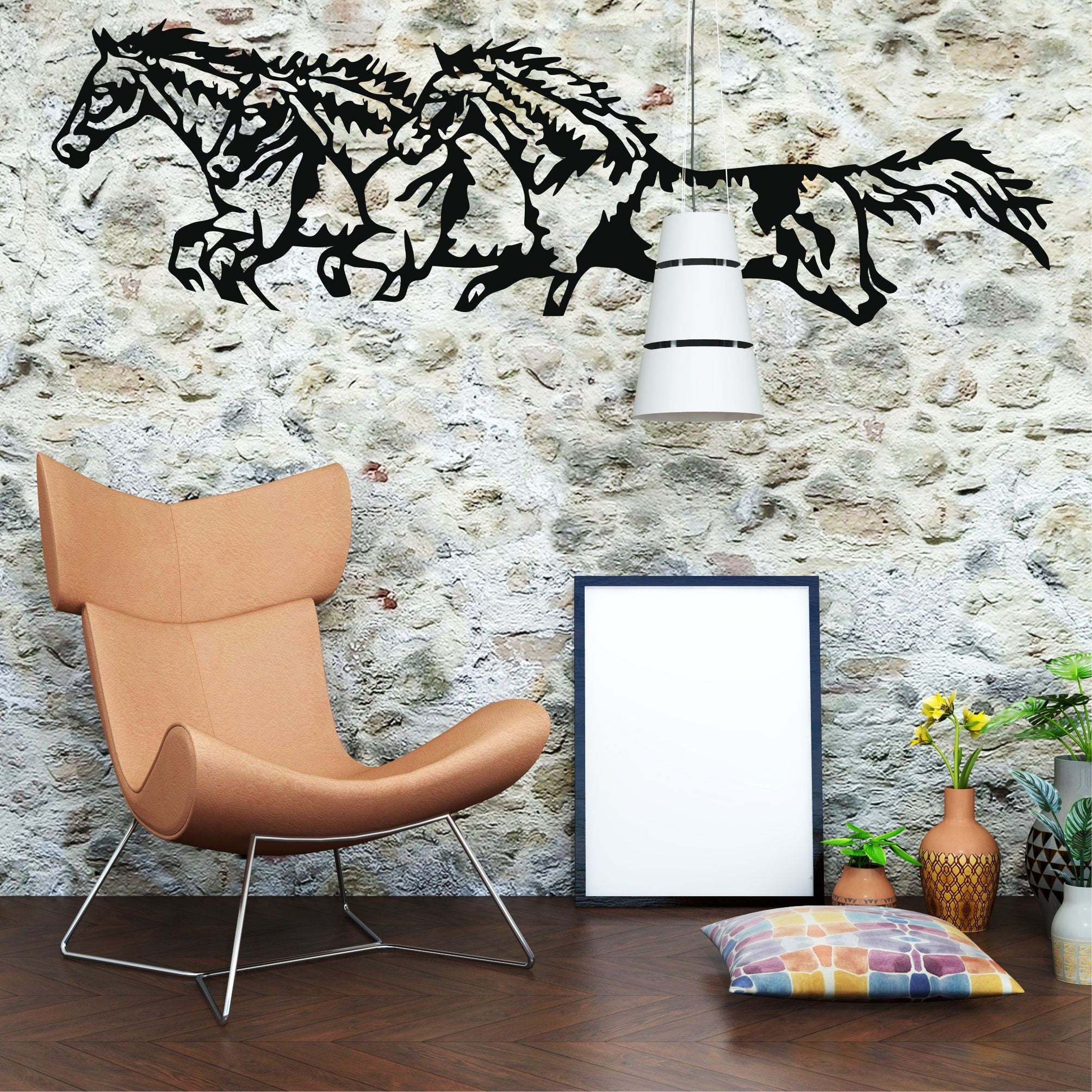 Metal Horse Art, Running Horses, Farmhouse Decor, Metal Wall Art