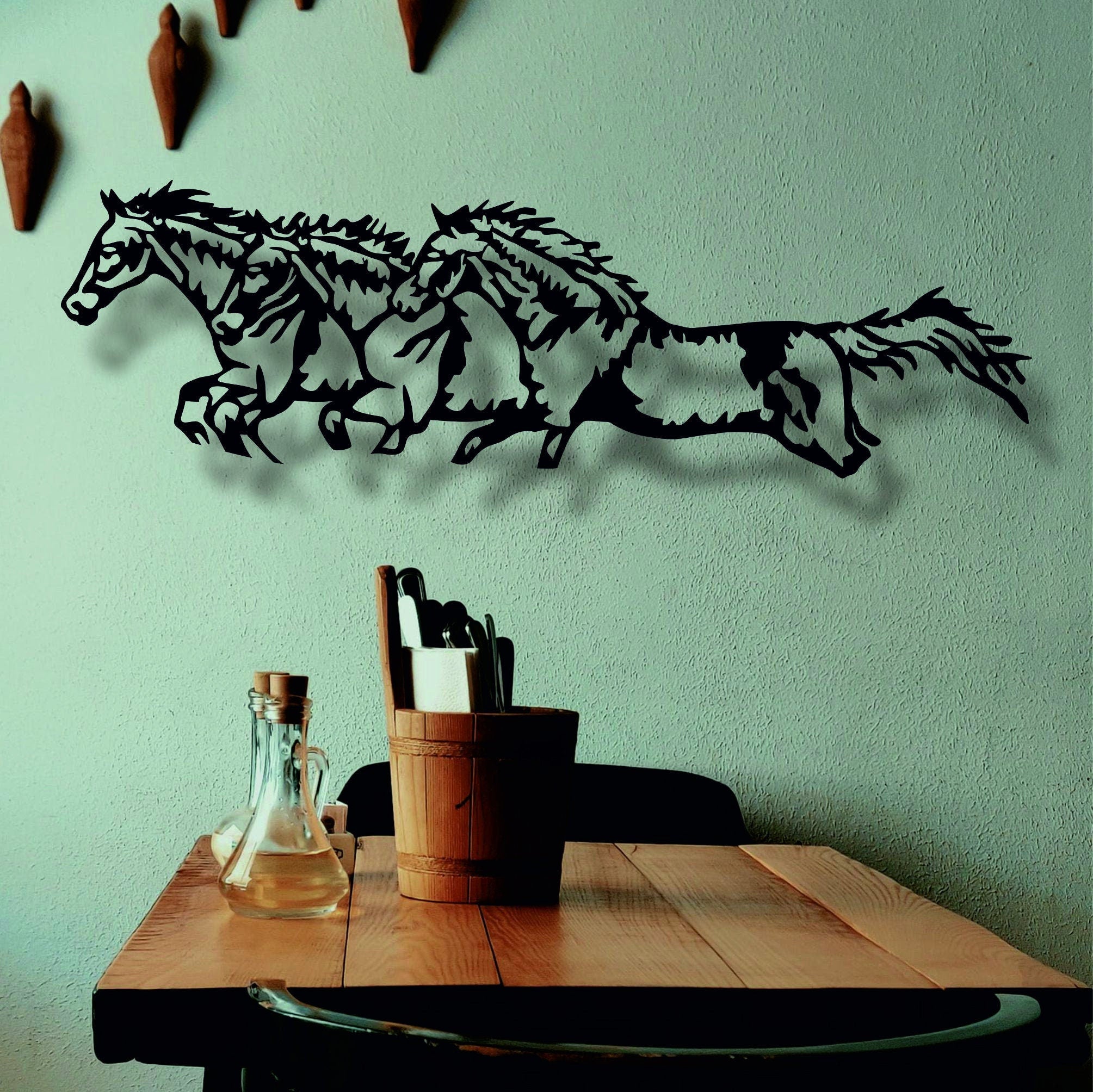 Metal Horse Art, Running Horses, Farmhouse Decor, Metal Wall Art