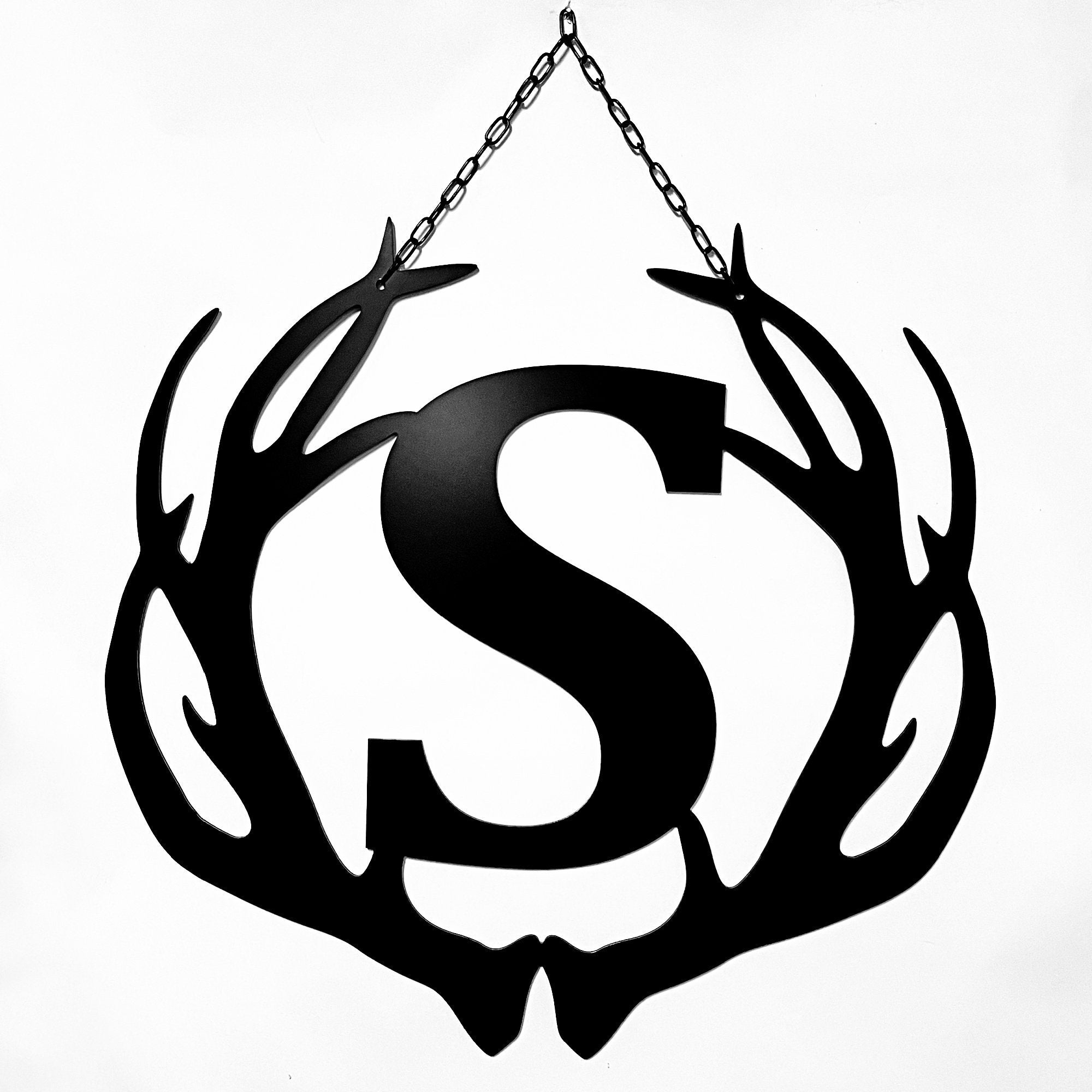 Hunter Signs Deer Hunting Antler Monogram Decor, Cut Metal Sign, Wall