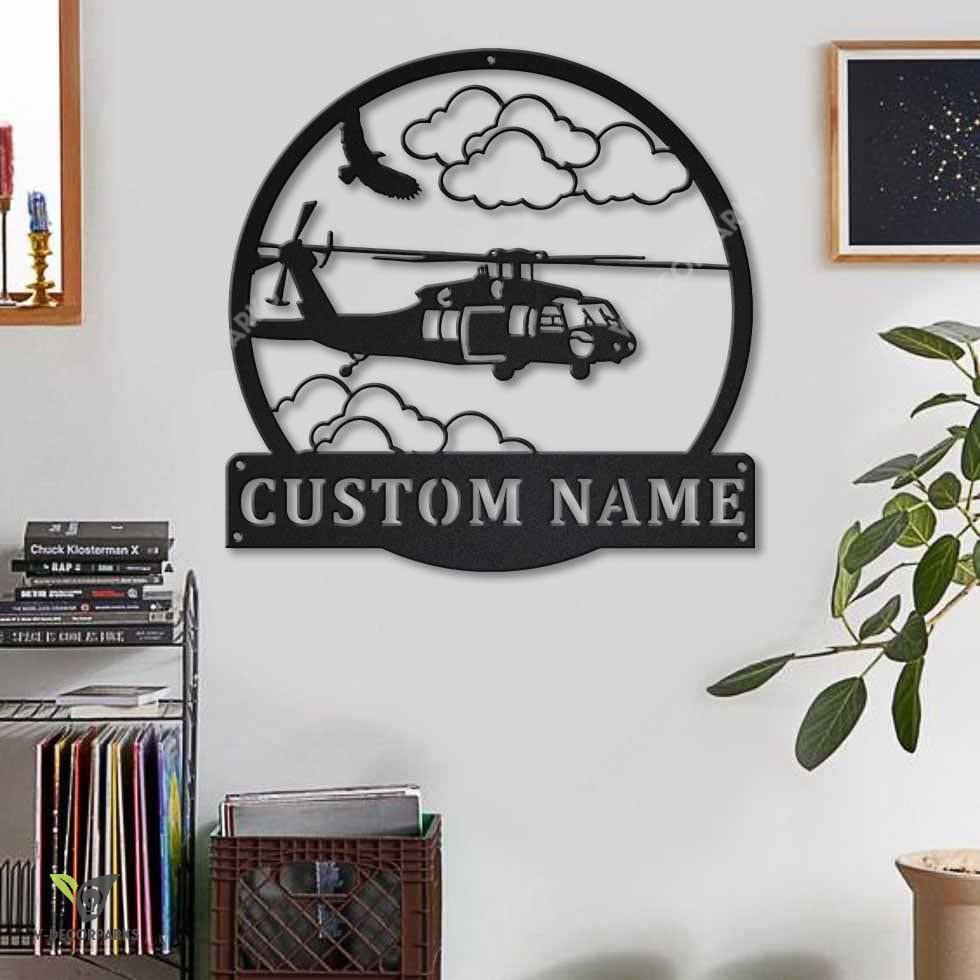 Personalized Helicopter Machine Monogram Metal Sign Art , Custom Helicopter Metal Sign, Helicopter Lover Sign Decoration For Living Room