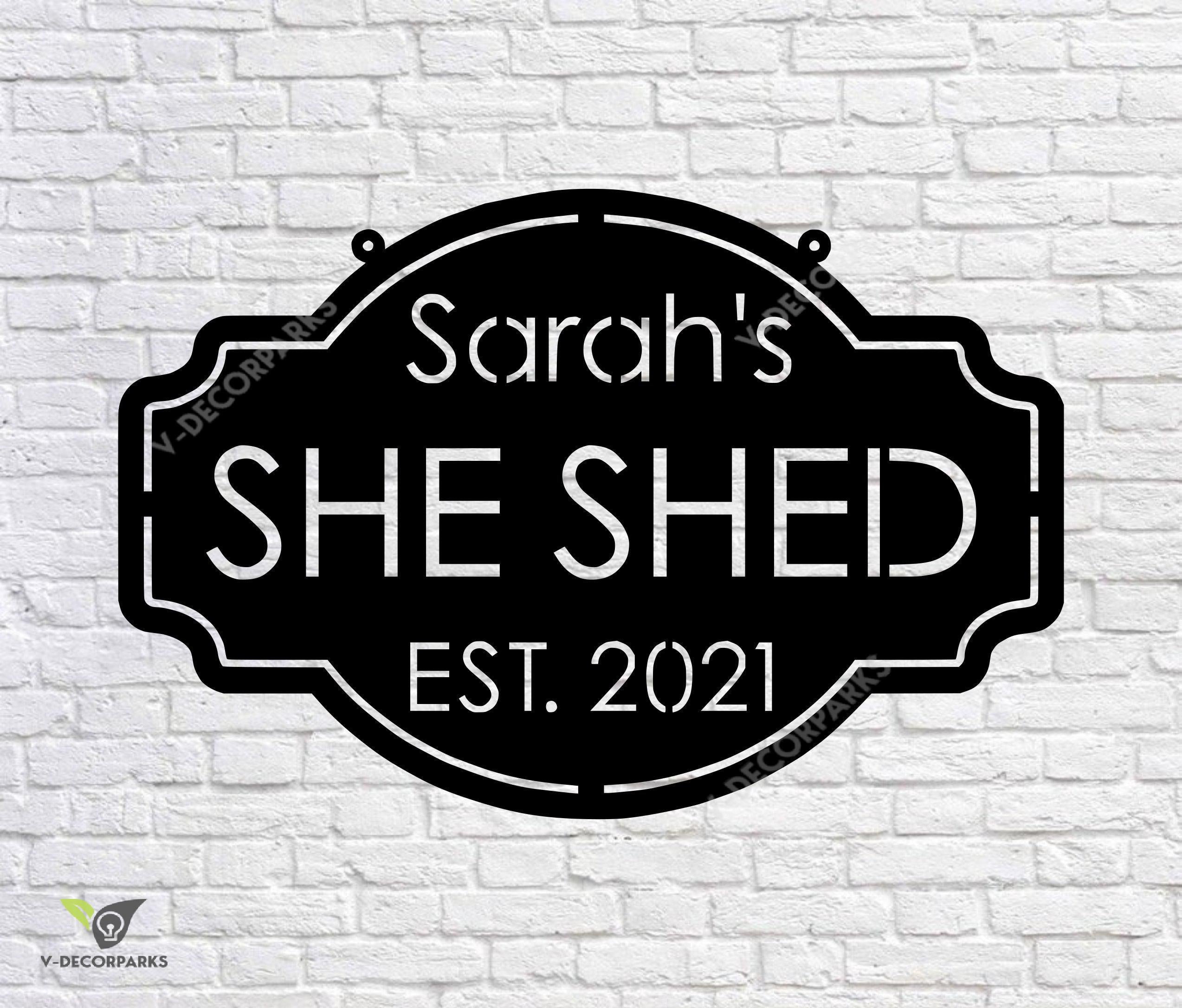 Personalized She Shed Sign, Est Sign, Custom She Shed Gift Idea, She Shed Wall Decor, Gift For Wife, Craft Room Decor