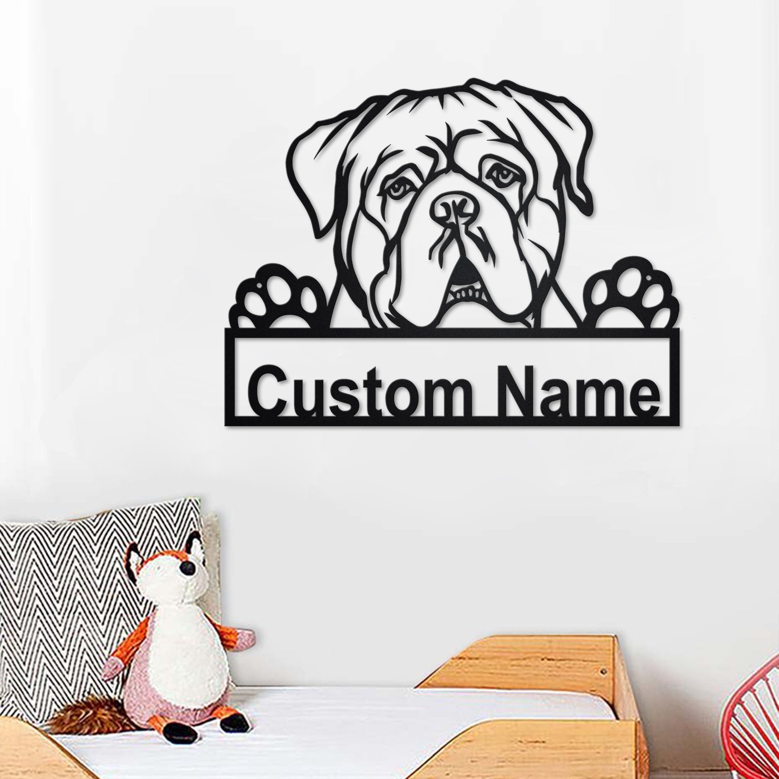 Personalized Dogue De Bordeaux Metal Sign, Dog Metal Wall Art, Dog ...