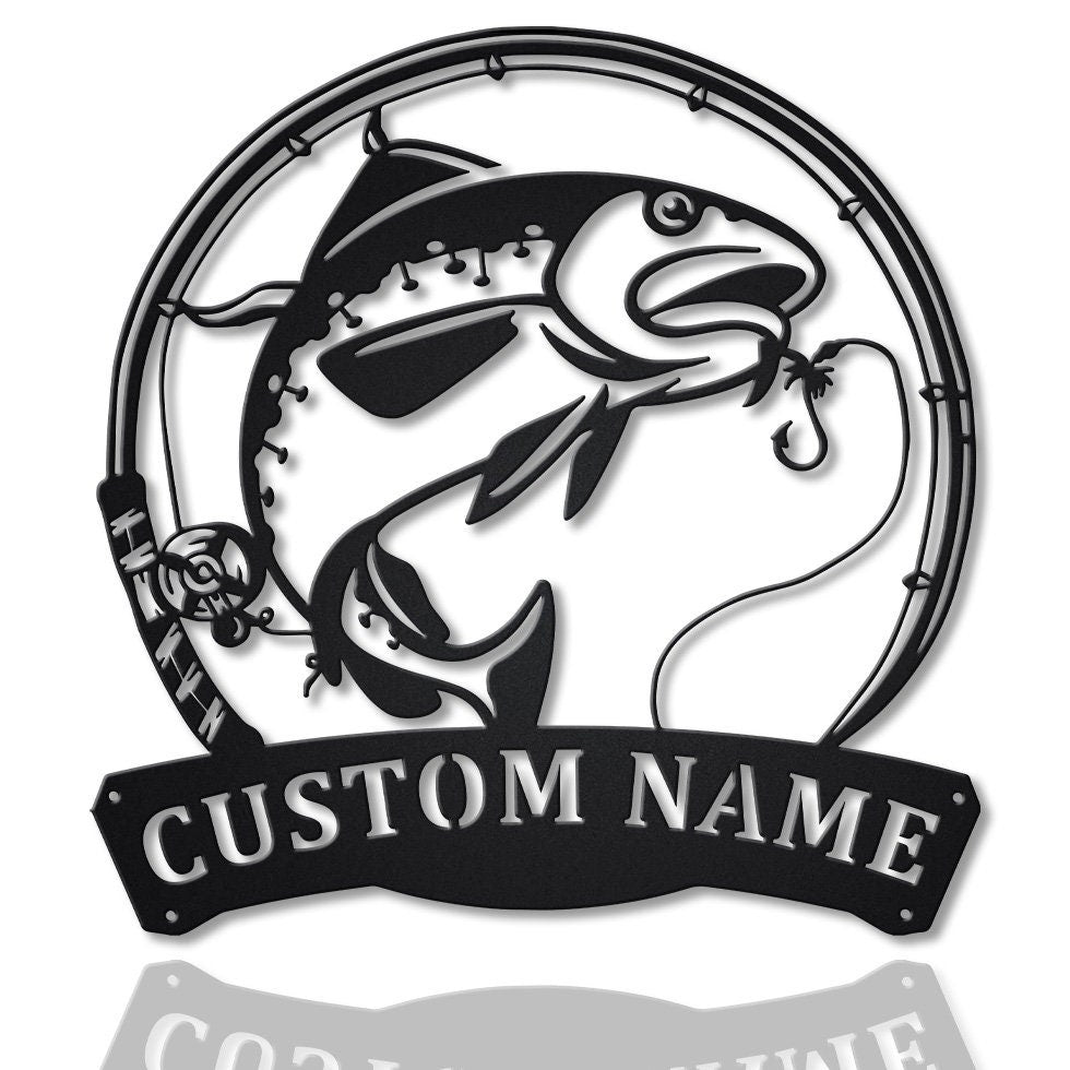 Personalized Atlantic Cod Fishing Fish Pole Metal Sign Art, Custom ...