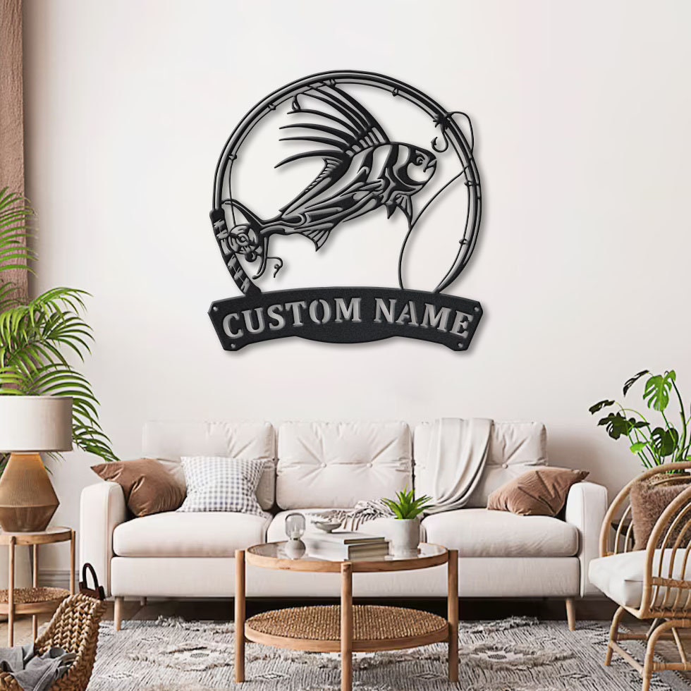 Personalized The Fish Whisperer Monogram Metal Sign - Gift Idea For Fishing Lover main image 0