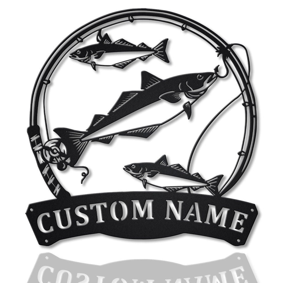 Personalized Pollocks Fishing Fish Pole Metal Sign Art, Custom Pollocks 