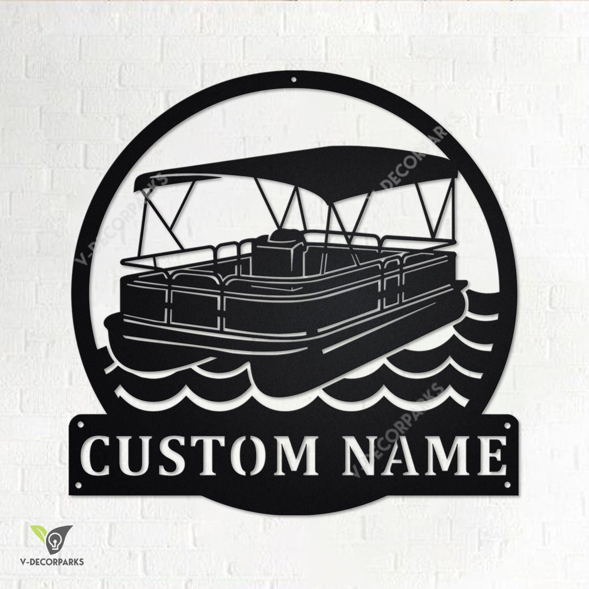 Custom Pontoon Boat Metal Wall Art Personalized Pontoon Boat Name Sign