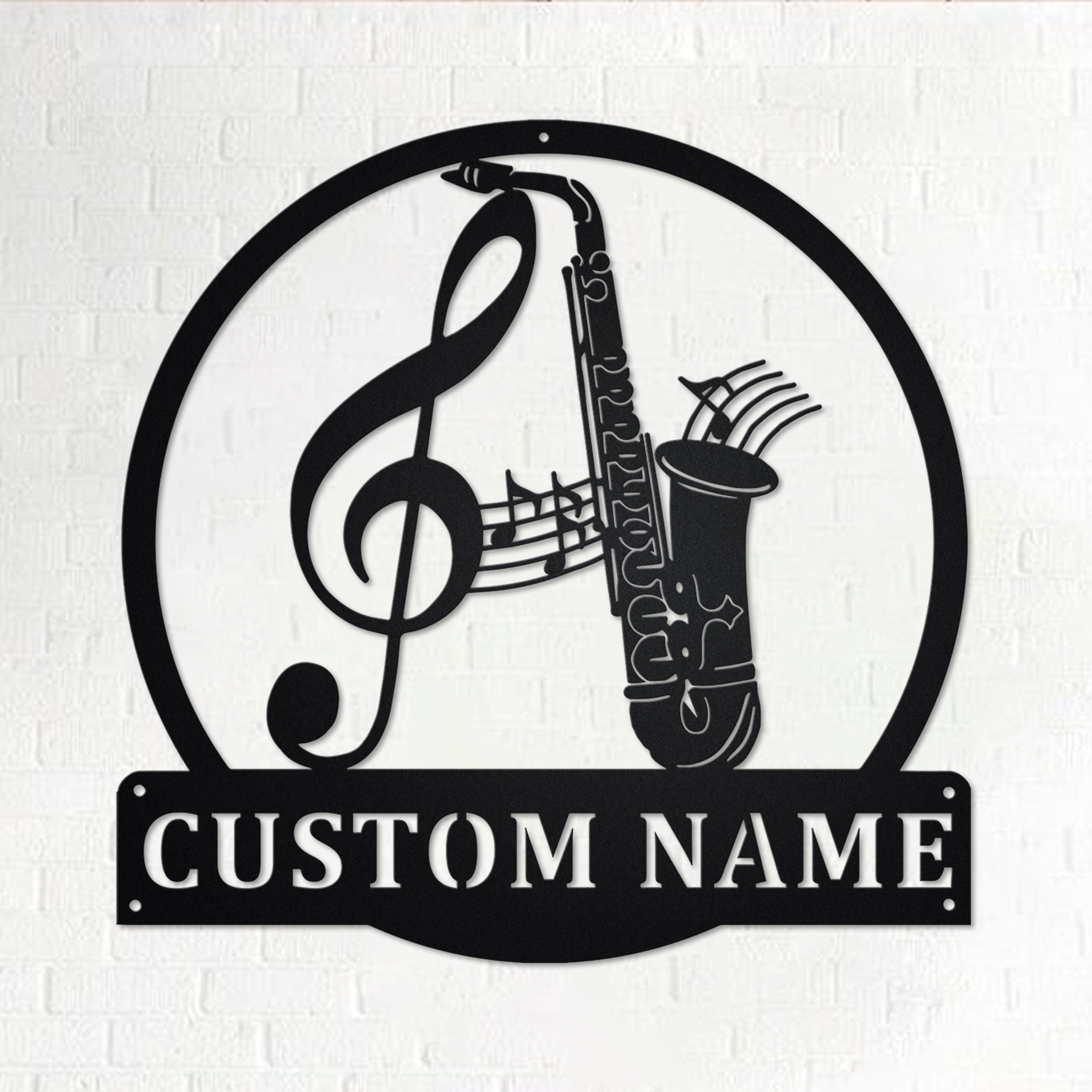 Custom Saxophone Metal Wall Art, Personalized Saxophone Name Sign