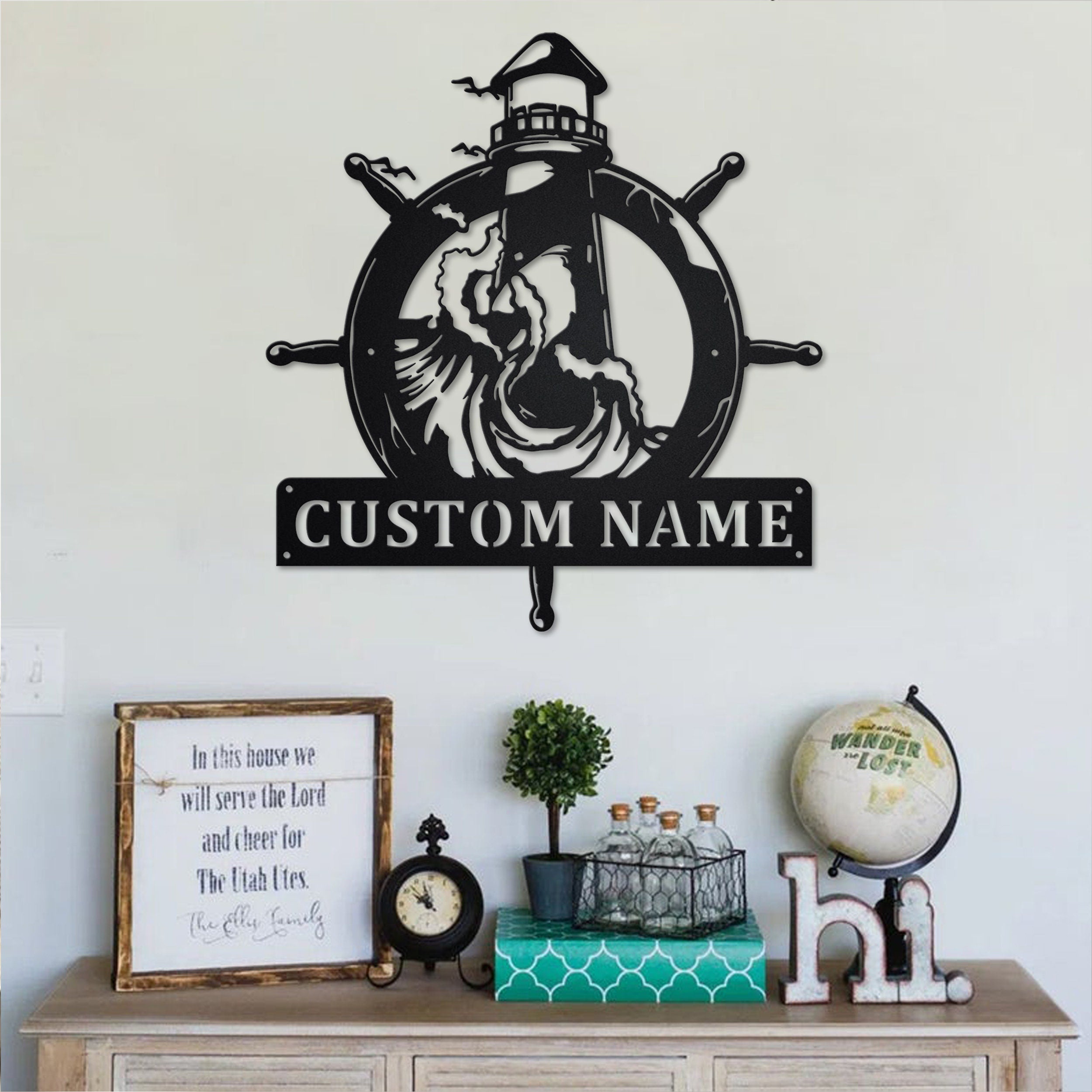 Custom The Lighthouse Metal Wall Art, Personalized The Lighthouse Name ...