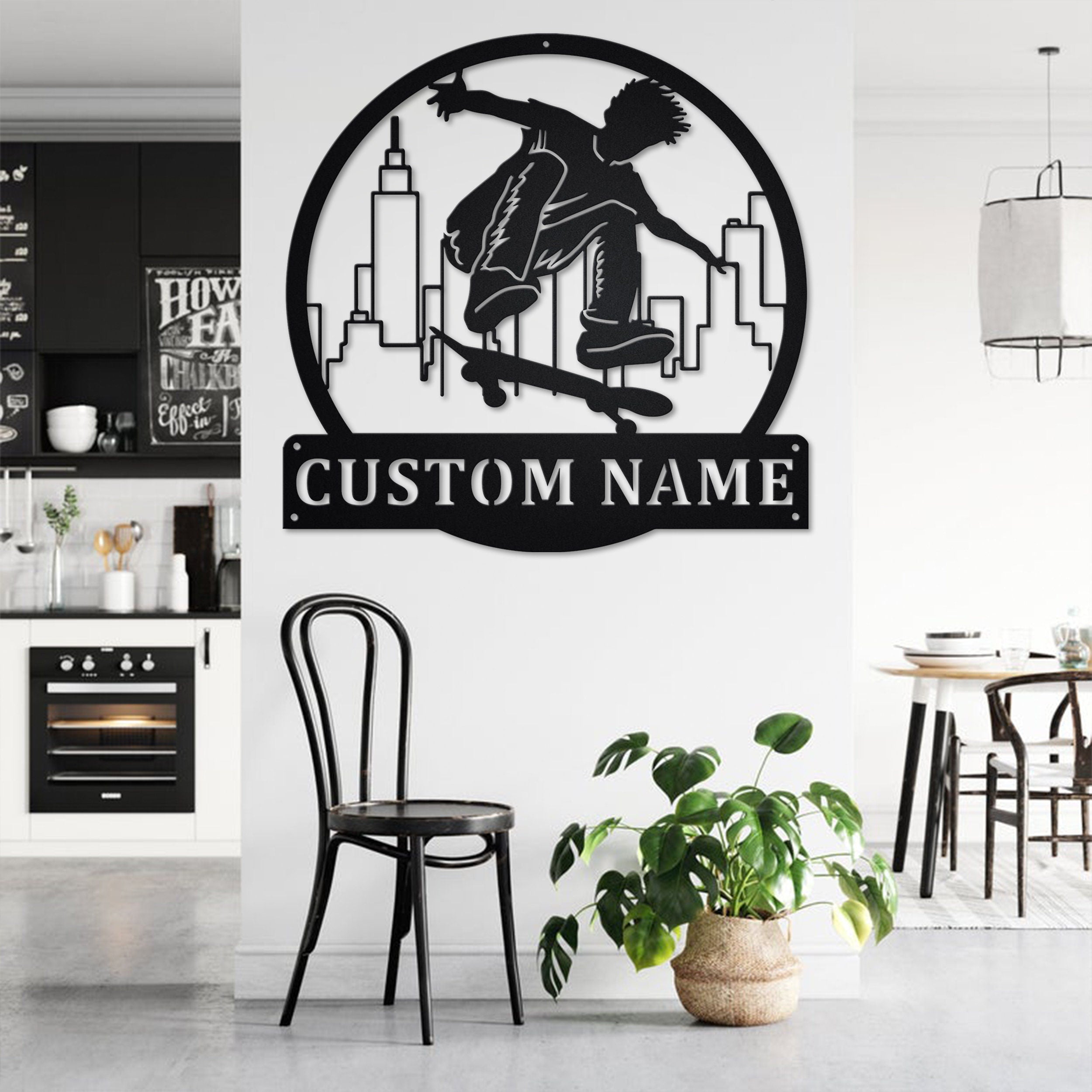 thumbnail image 2 of Spiffy Decals Personalized Skateboard Name Vinyl Wall Decal - Custom Bedroom Art 2 of 3