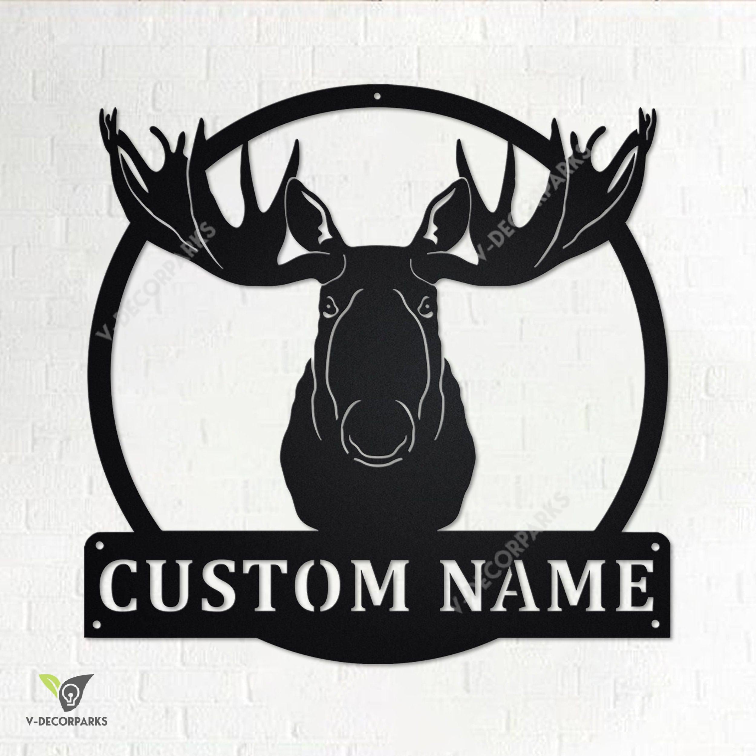 Custom Moose Head Metal Wall Art, Personalized Moose Head Name Sign Decoration For Room, Moose Head Home Decor, Custom Moose Head,moose Gift