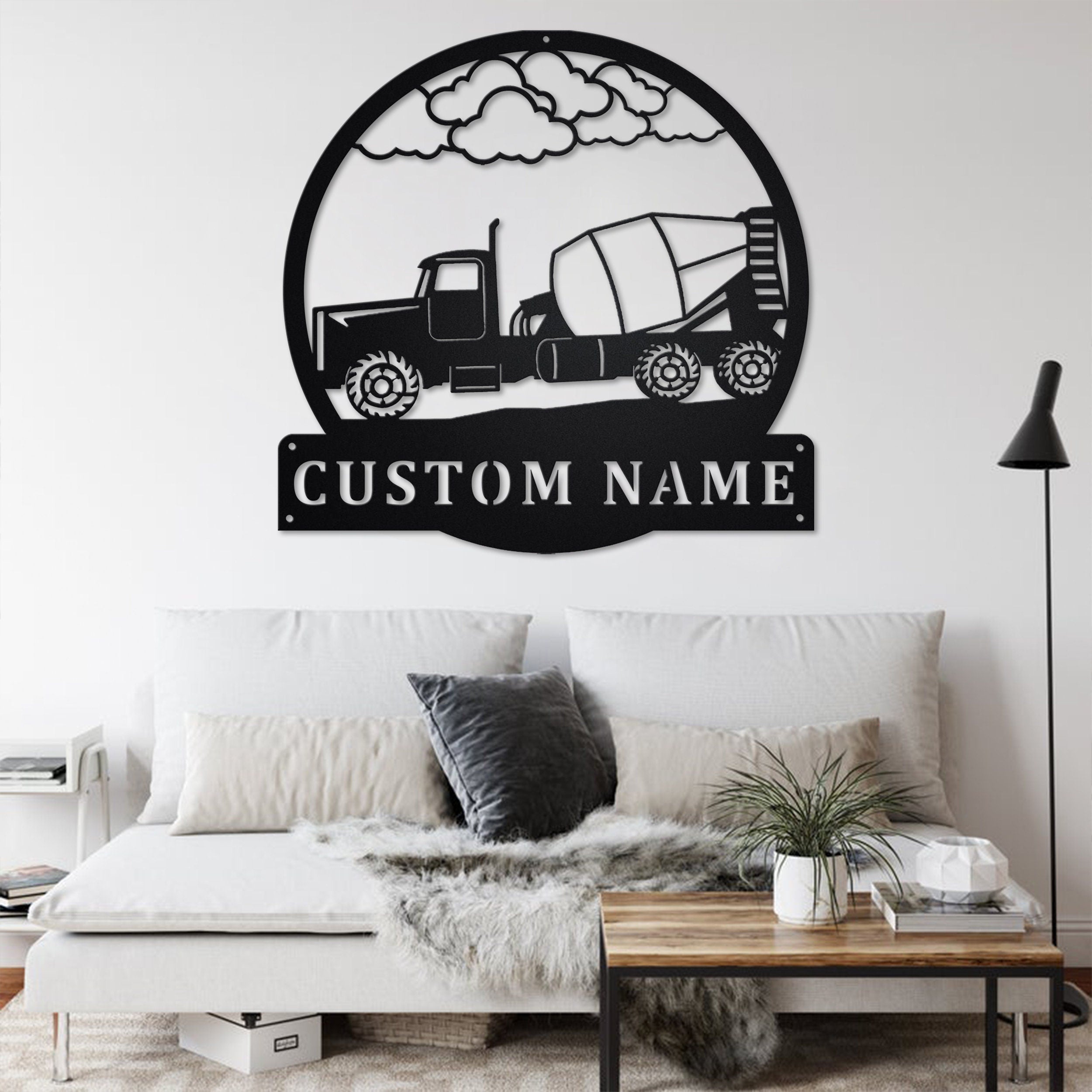 Custom Concrete Truck Metal Wall Art, Personalized Truck Driver Name