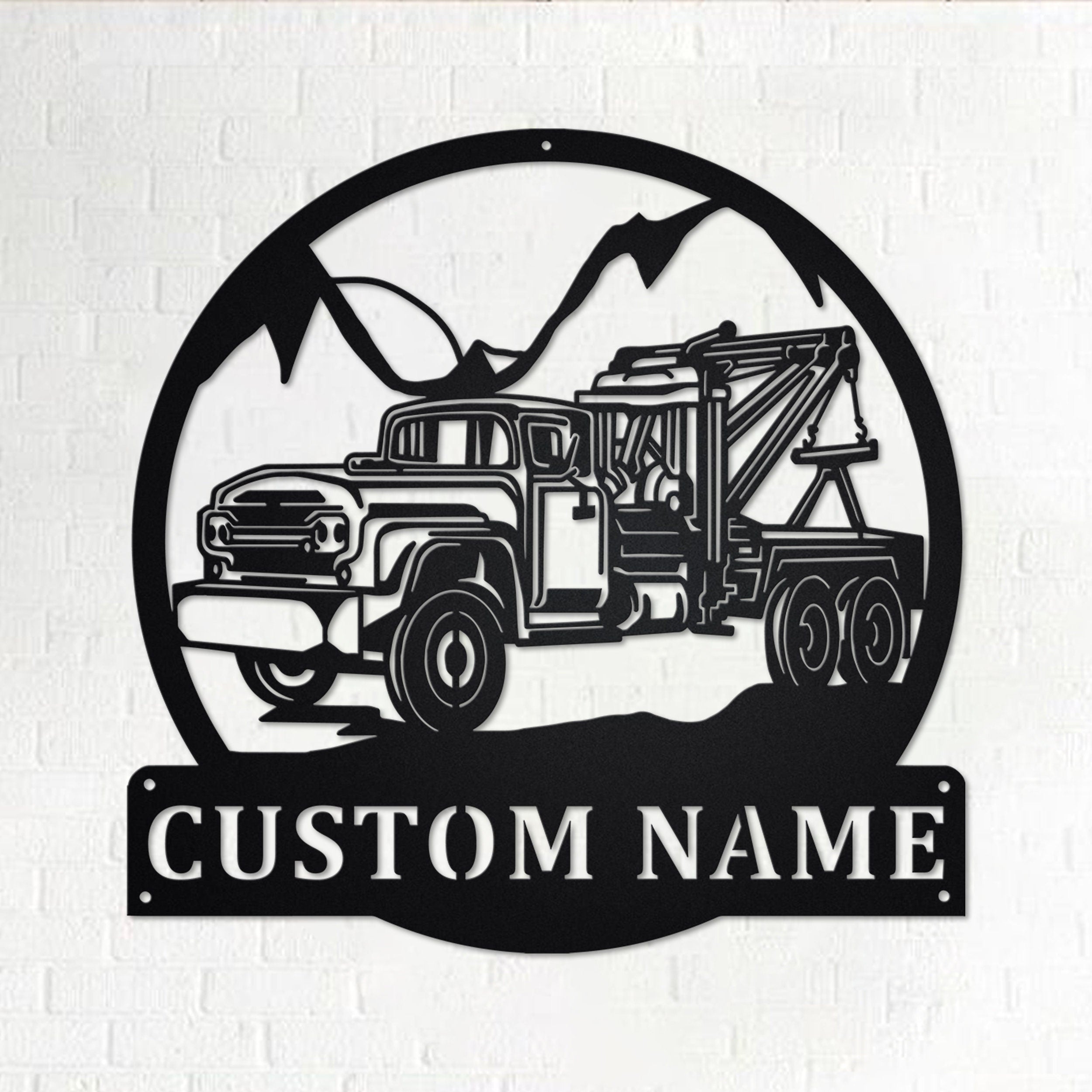 Custom Us Flag Semi Truck Metal Wall Art, Personalized Semi Truck Name