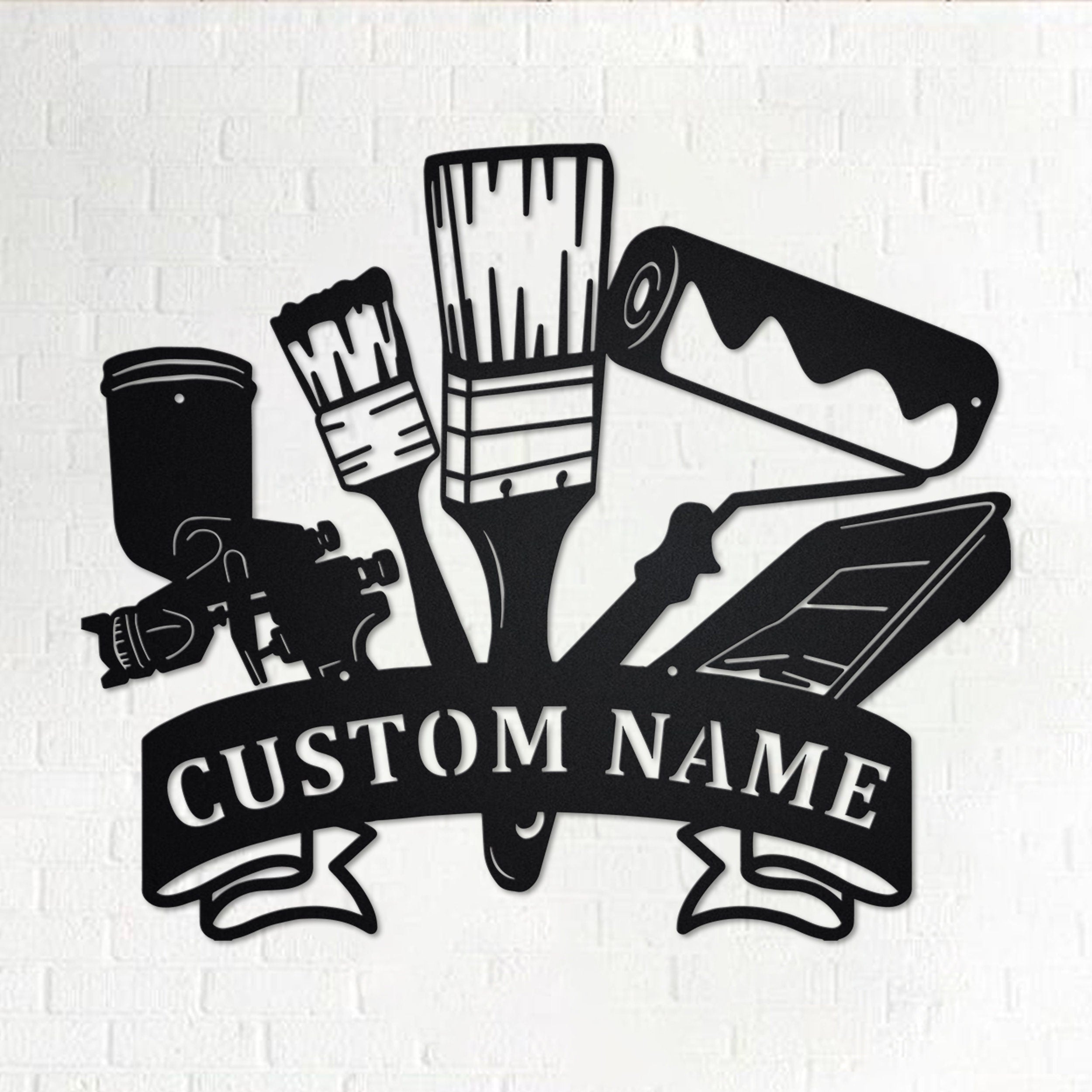 Custom Wall Painting Tools Metal Wall Art, Personalized Painter Name