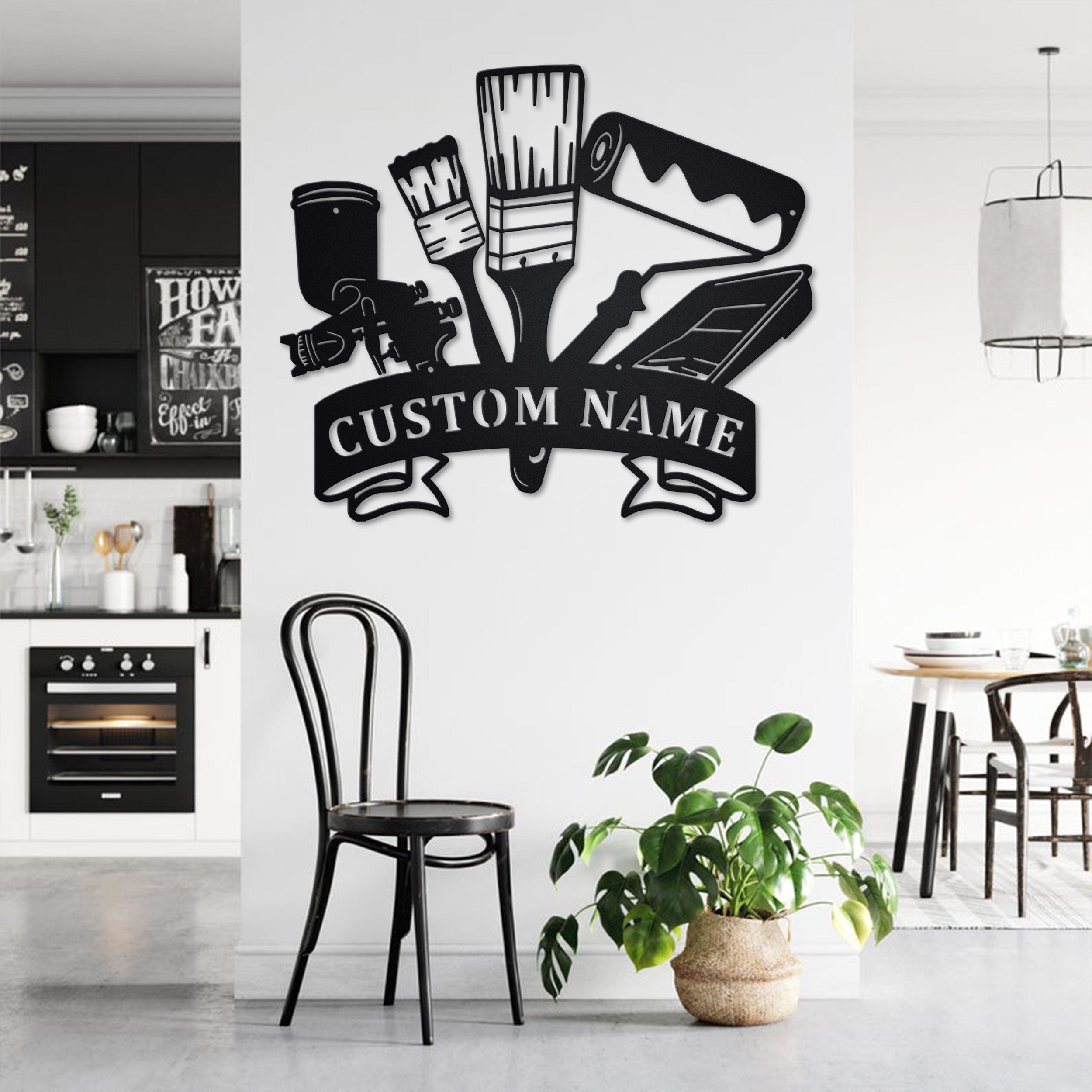 Custom Wall Painting Tools Metal Wall Art, Personalized Painter Name Sign Decoration For Room