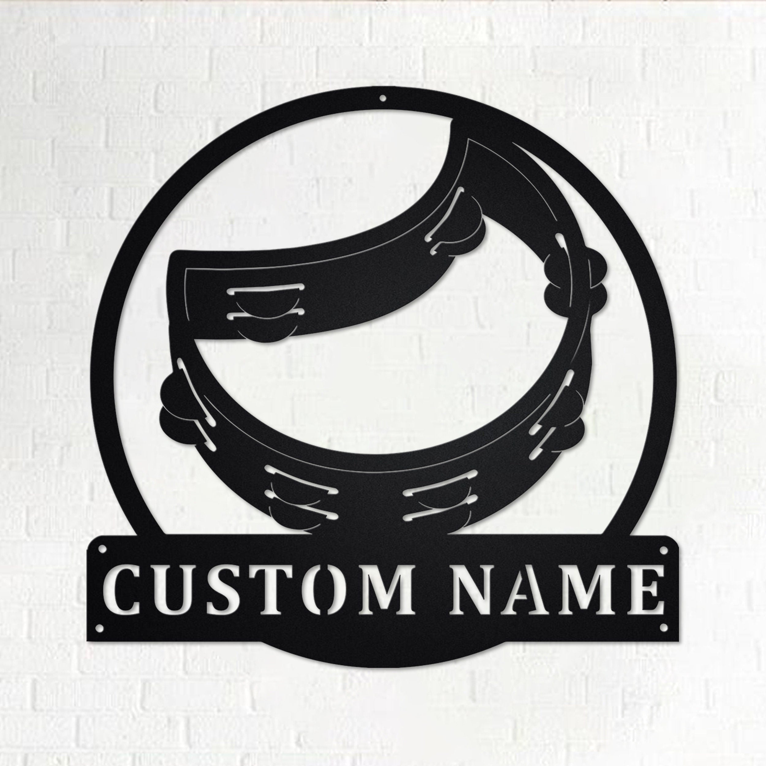 Custom Tambourine Musical Instrument Metal Wall Art, Personalized