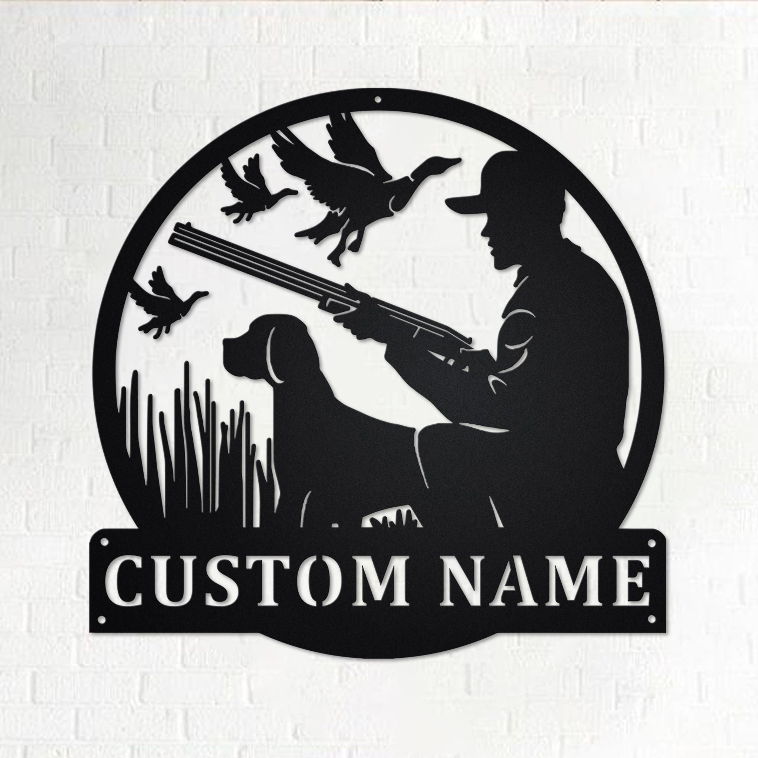 Custom Hunting Dog Metal Wall Art, Personalized Dog Hunter Name Sign