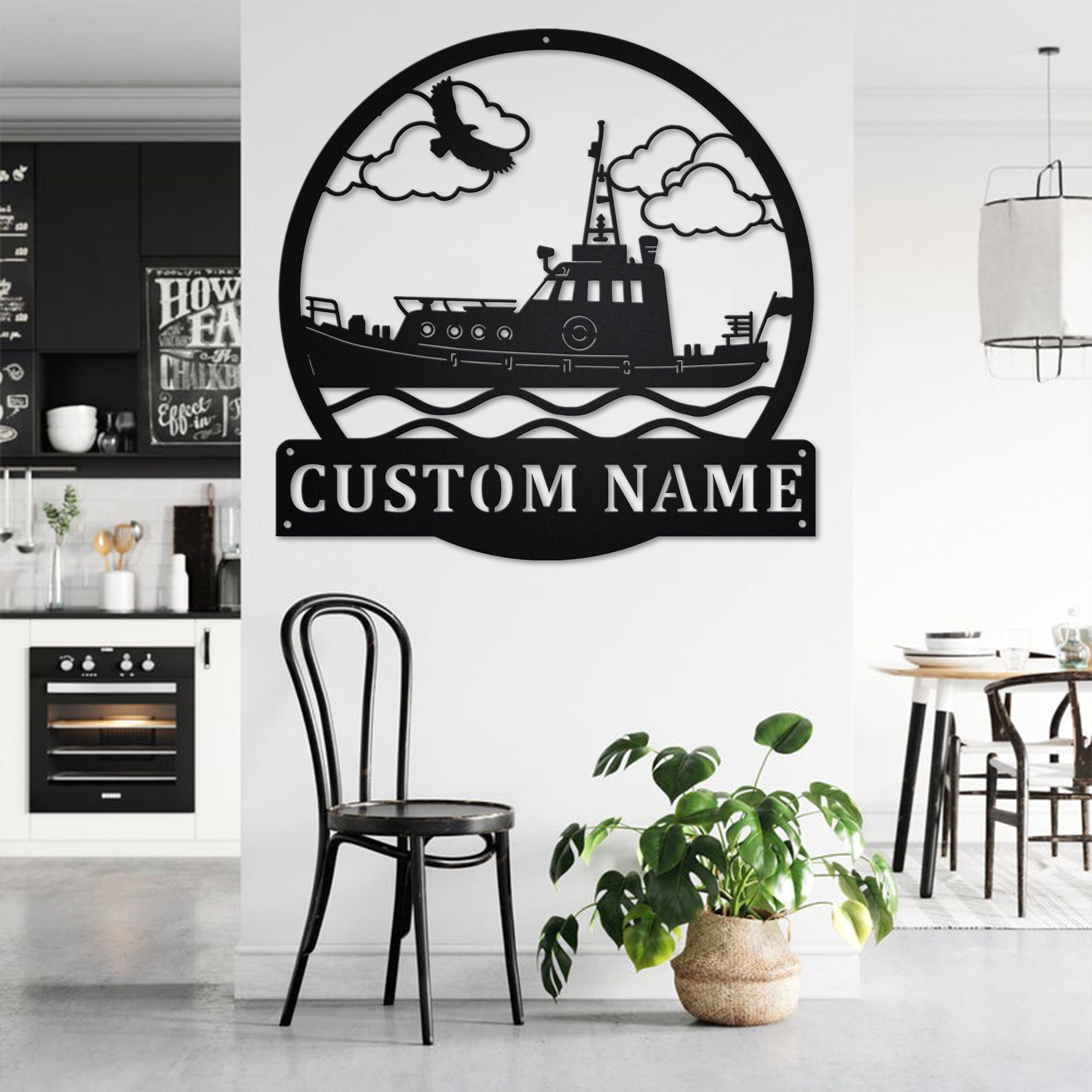 Custom Tugboat Metal Wall Art, Personalized Tugboat Name Sign ...