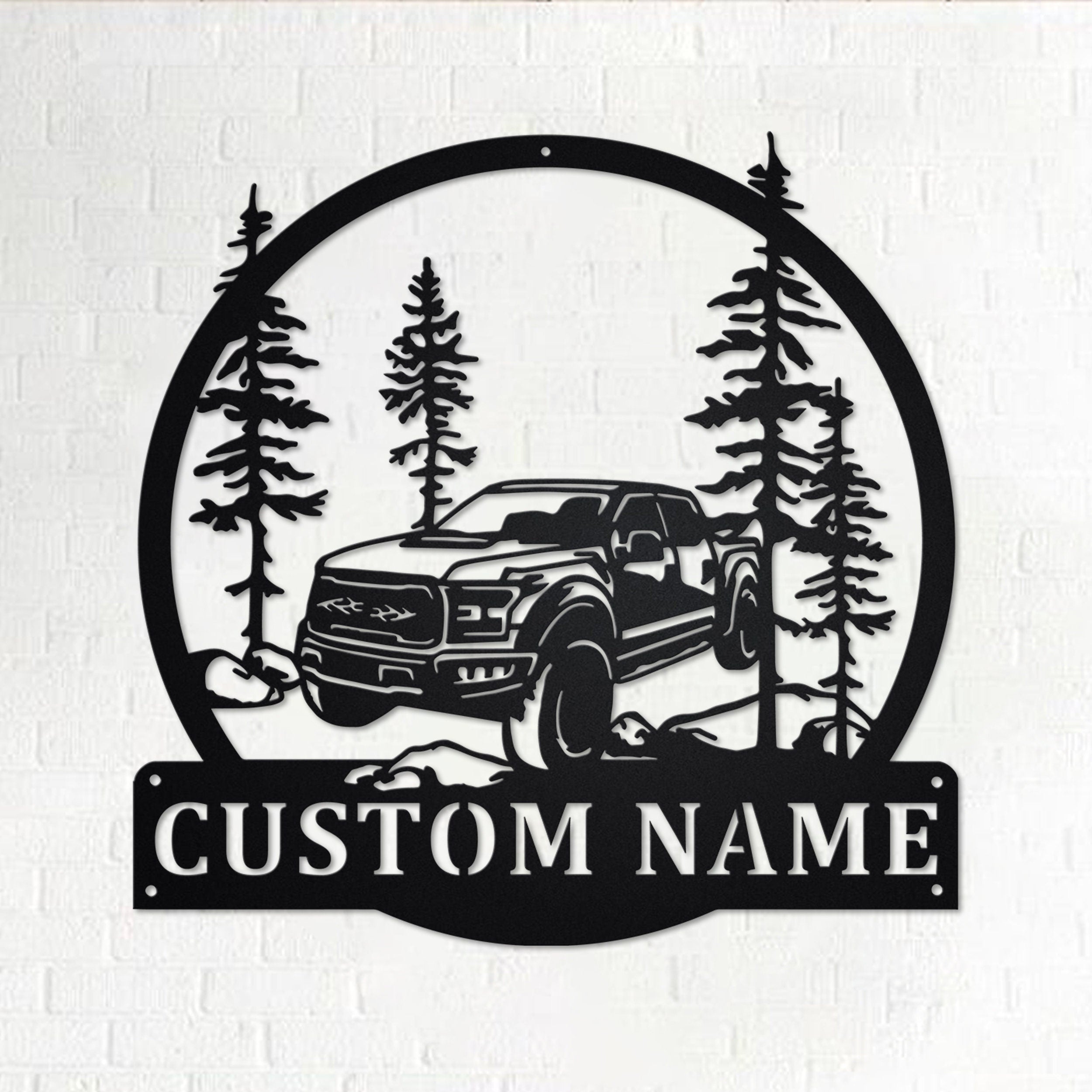 Custom Car Off Road Metal Wall Art, Personalized Car Off Road Name Sign