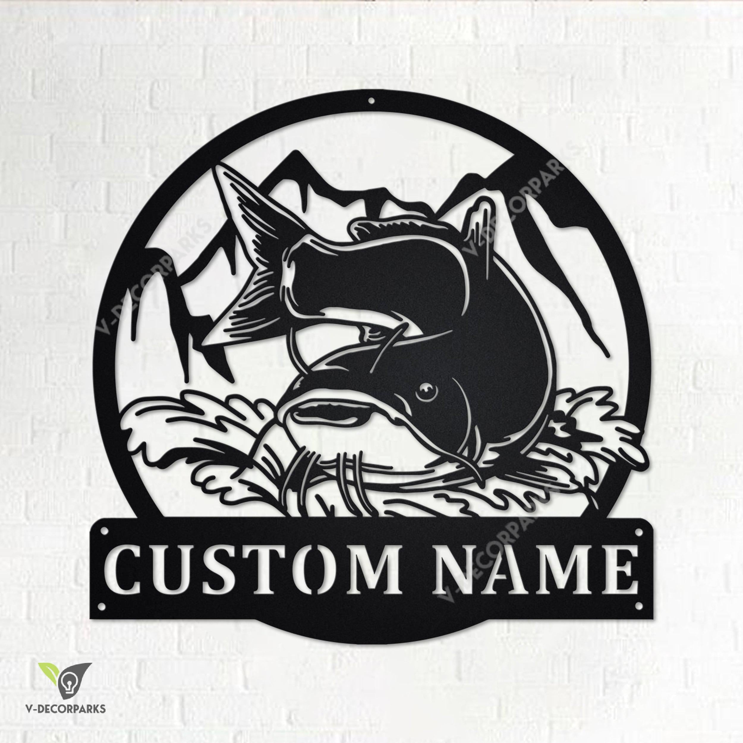 Custom Catfish Fishing Metal Wall Art, Personalized Catfish Name Sign Decoration For Room, Catfish Home Decor, Custom Catfish,fisherman Gift