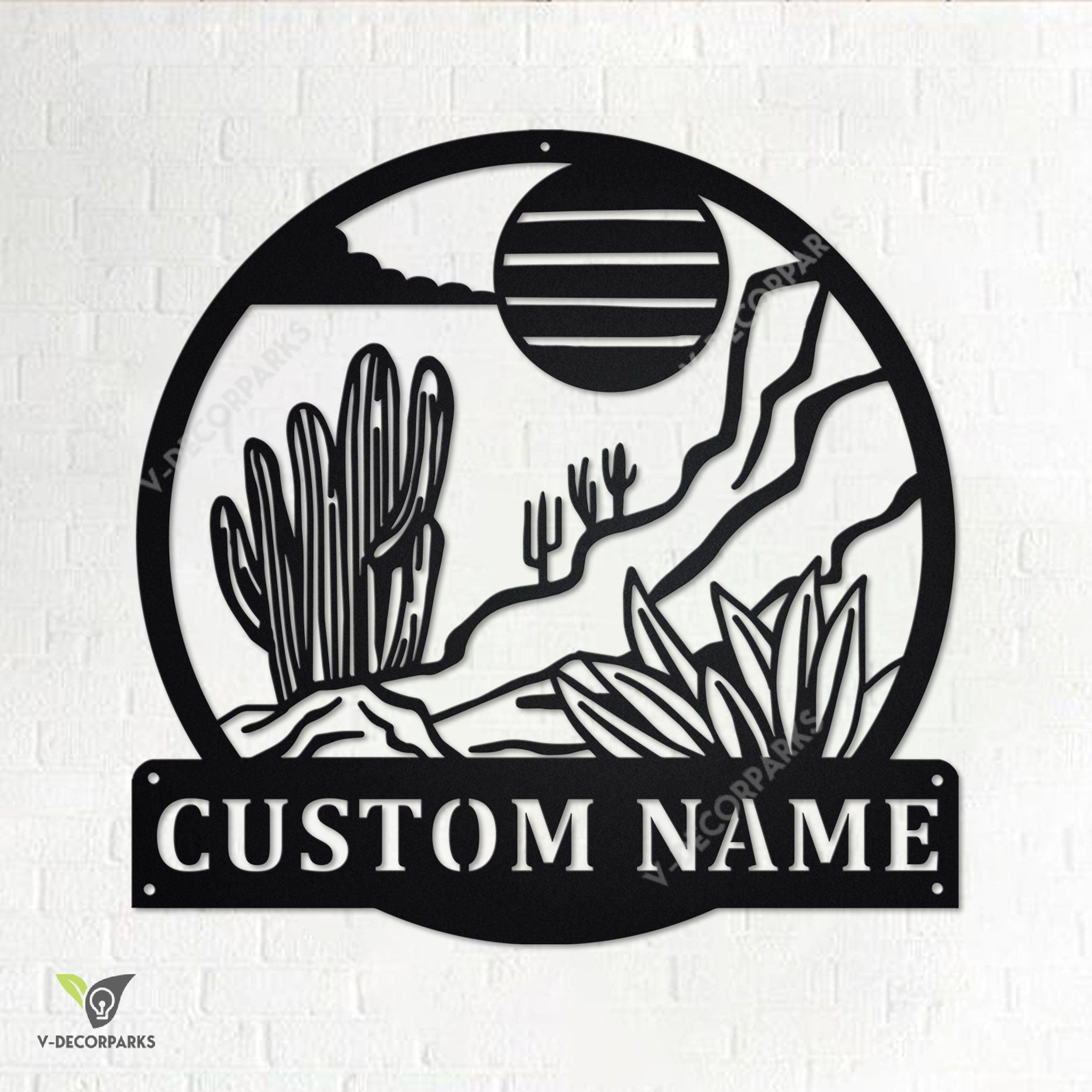 Custom Desert Cactus Metal Wall Art, Personalized Cactus Name Sign Decoration For Room, Cactus Home Decor, Custom Cactus, Desert Cactus