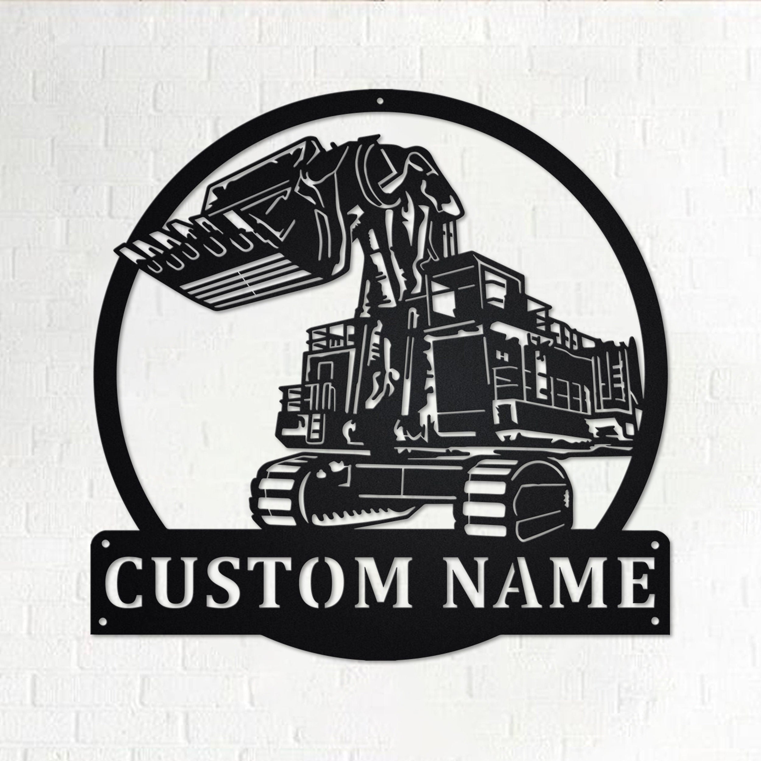 Custom Excavator Construction Metal Wall Art, Personalized Excavator