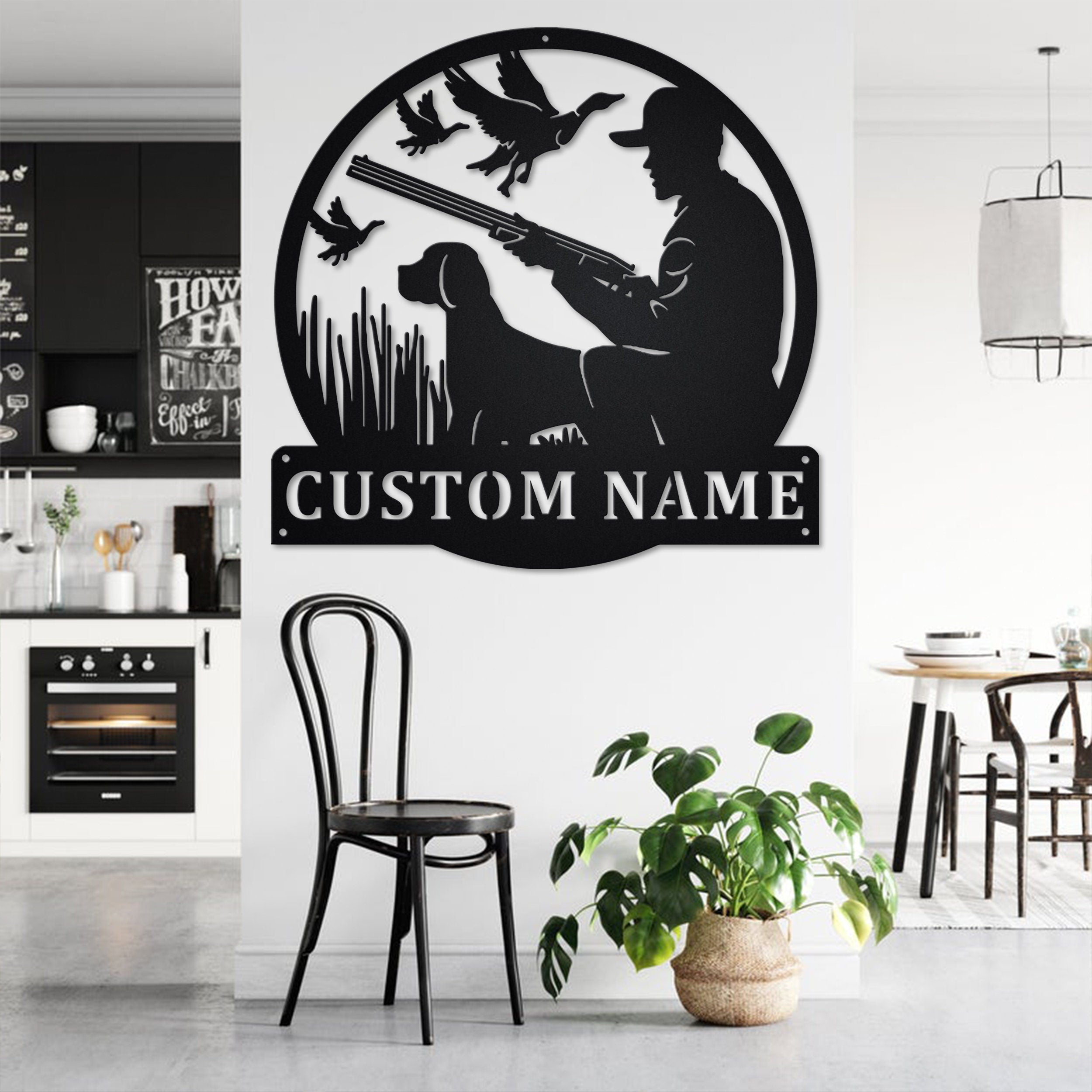 Custom Hunting Dog Metal Wall Art, Personalized Dog Hunter Name Sign