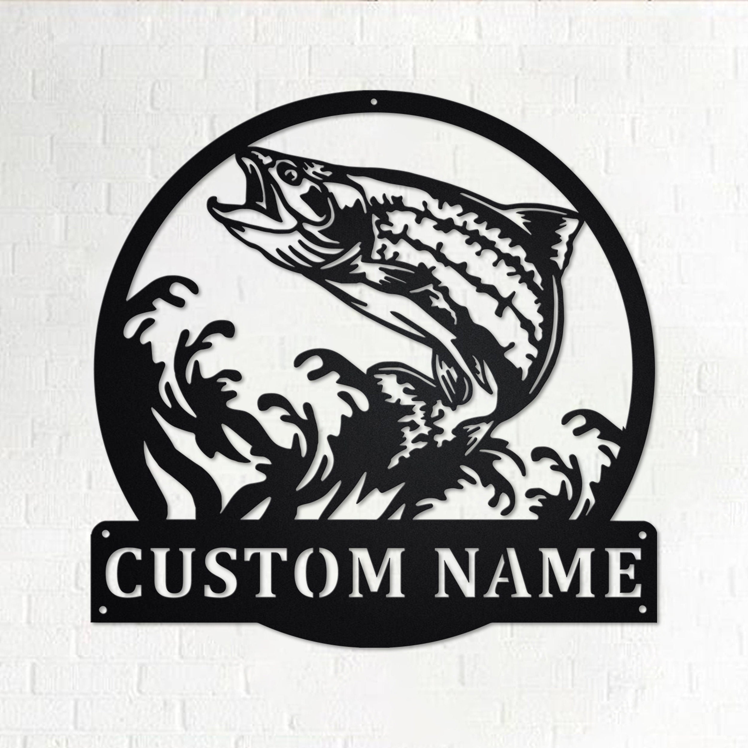 Custom Trout Fish Metal Wall Art, Personalized Trout Fish Name Sign ...