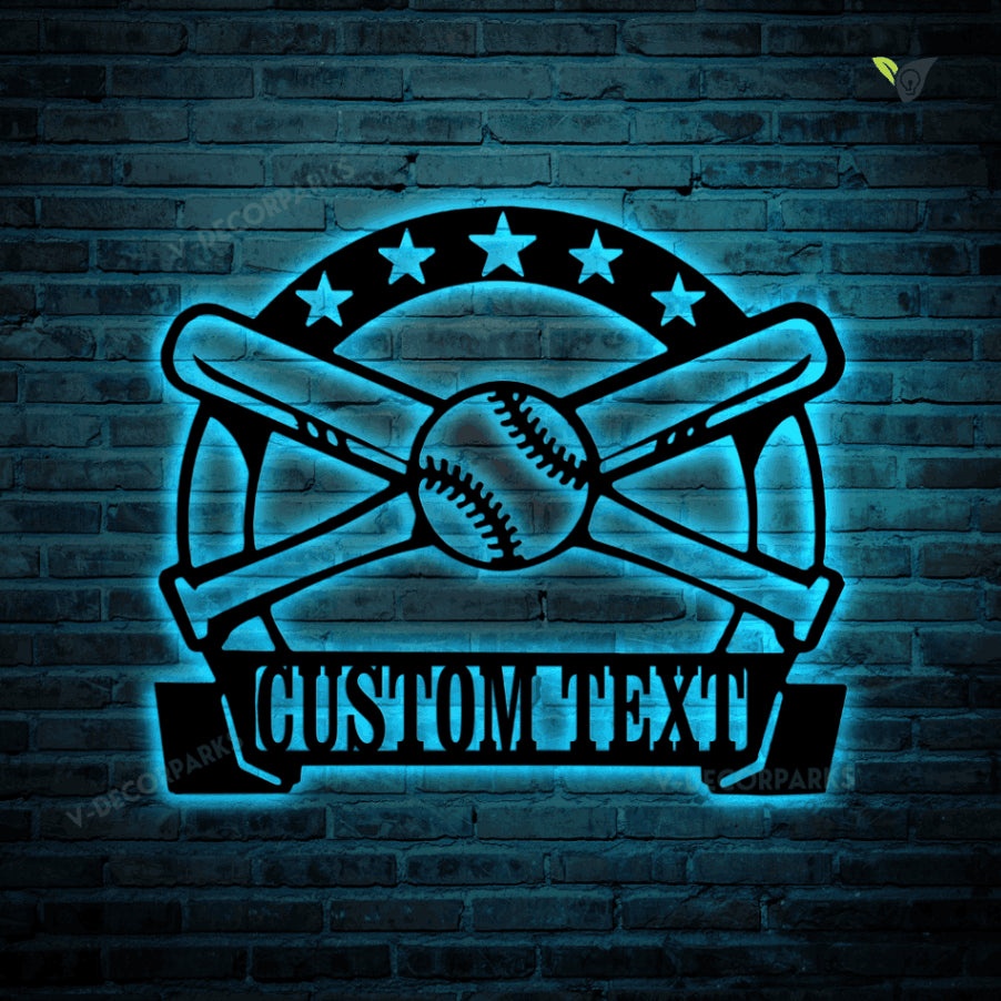 Custom Softball Metal Sign With Led Light, Game Room Decor, Softball ...