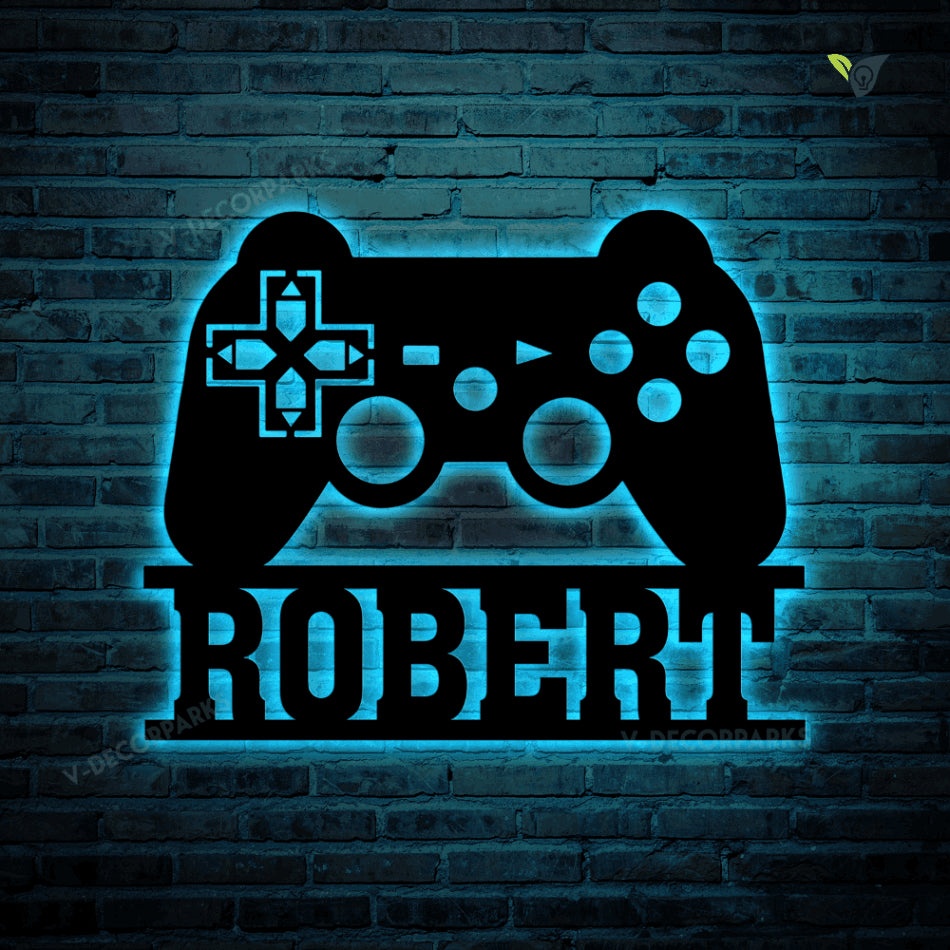 Personalized Gaming Room Metal Sign With Lights, Video Games Home Decor
