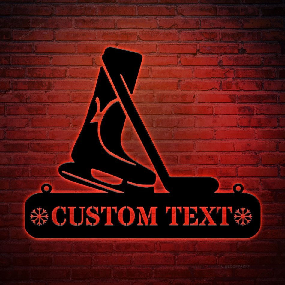 Customized Hockey Metal Wall Art Led Lights, Custom Hockey Player Metal