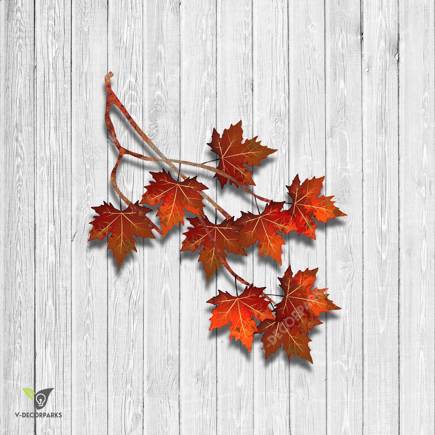 Rustic Maple Leaves Metal Art, Canadian Leaf Decorative Wall Hanging