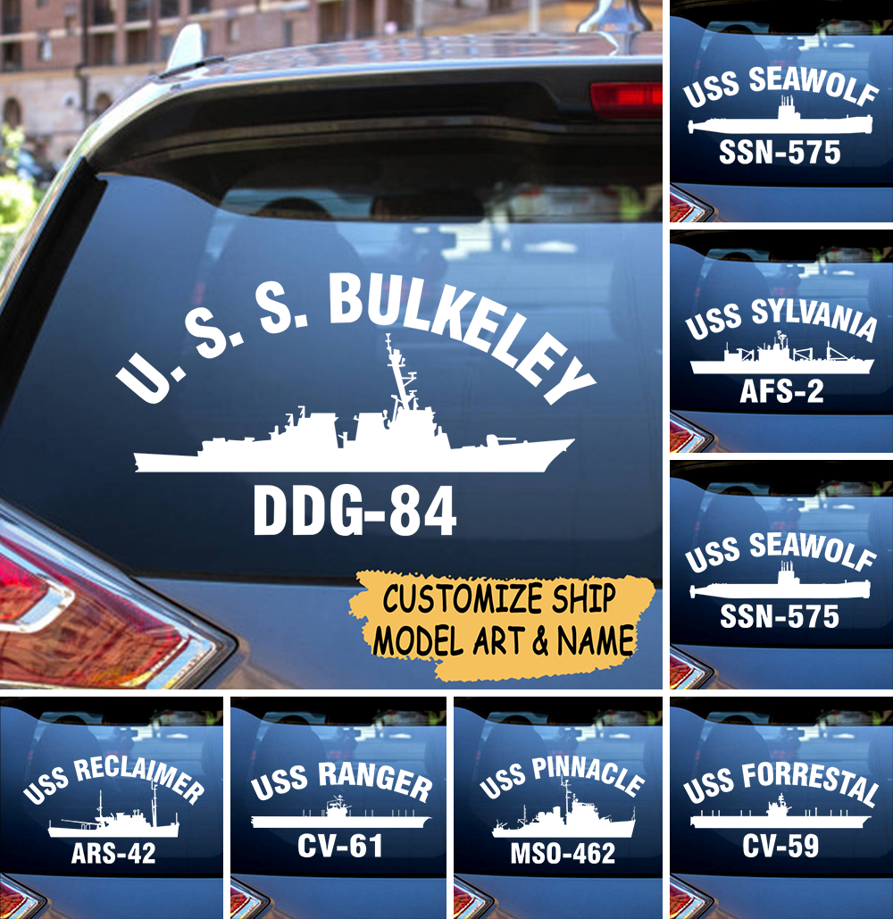 Uss Woodpecker Msc209 Navy Ships Car Decal, Car Window Sticker Gift