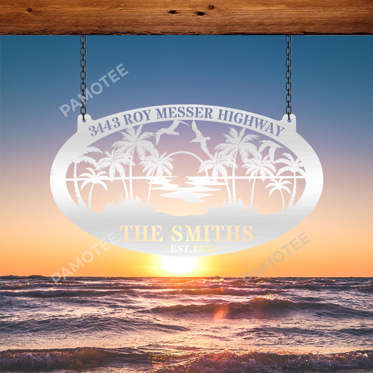 Customized Sunset Sea Metal Art, Beach House Decor Nalaprint