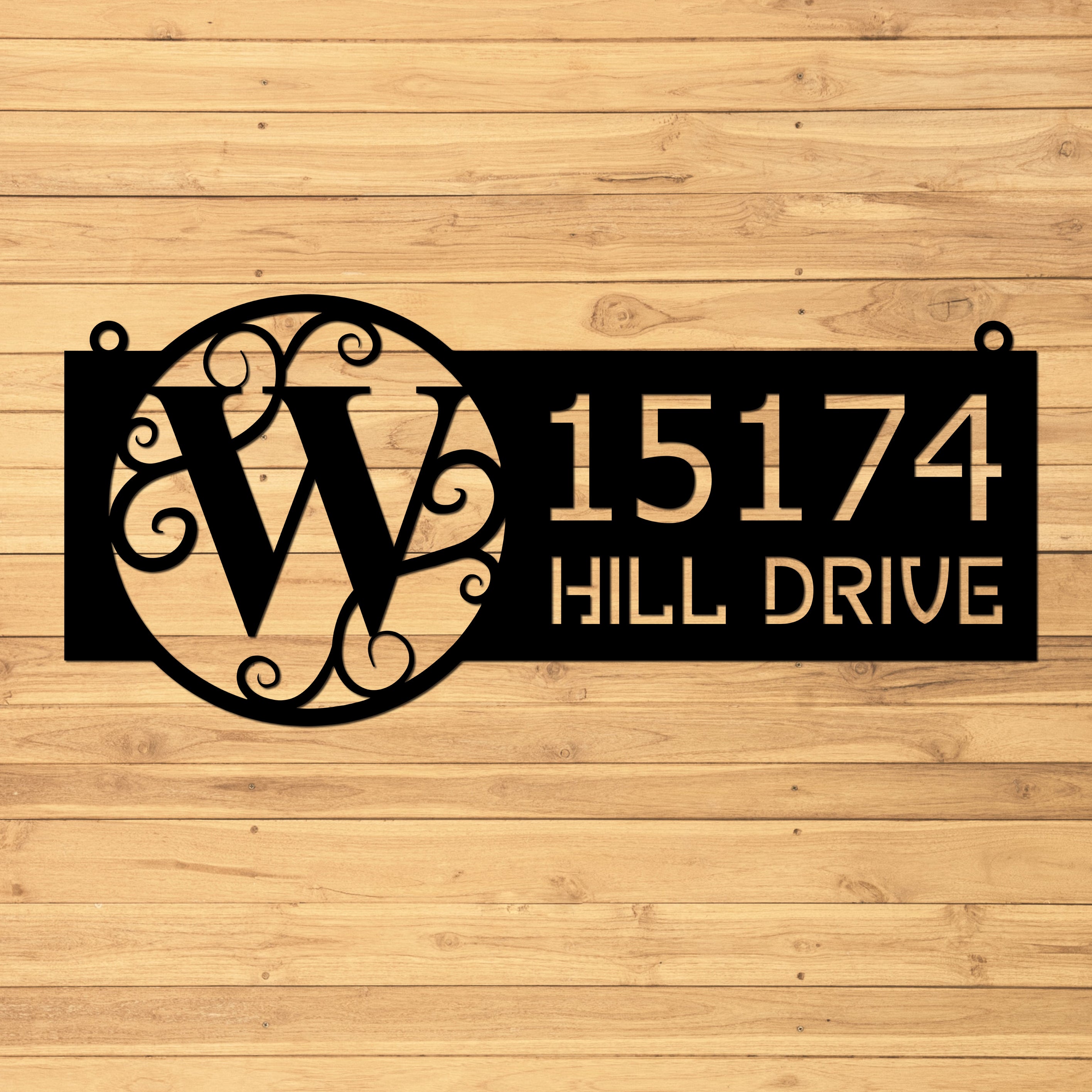 Metal Custom Address Sign, Hanging Address Sign Monogram, Personalized