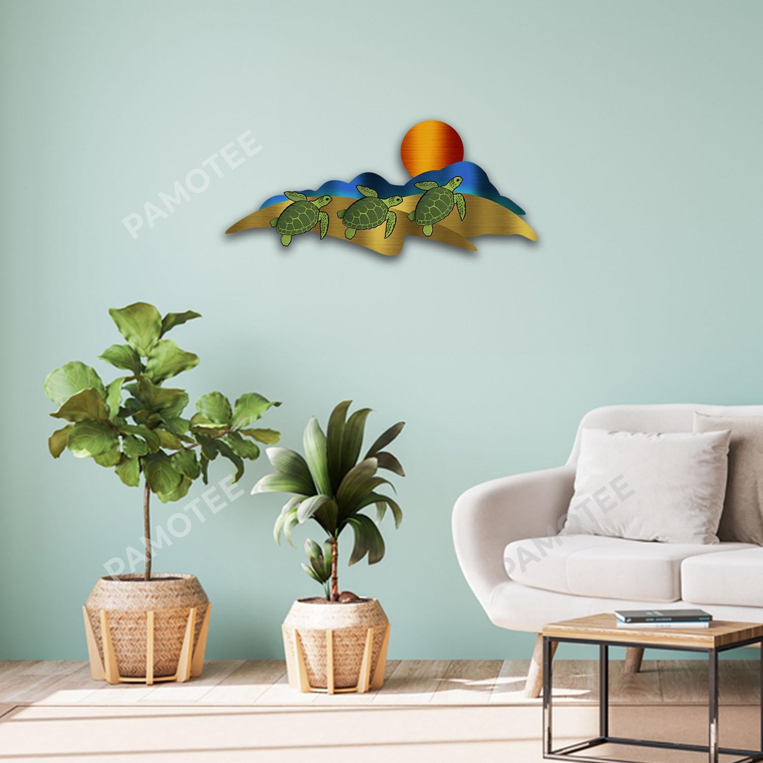 Turtles On Beach Metal Sign, Turtle Decor For House