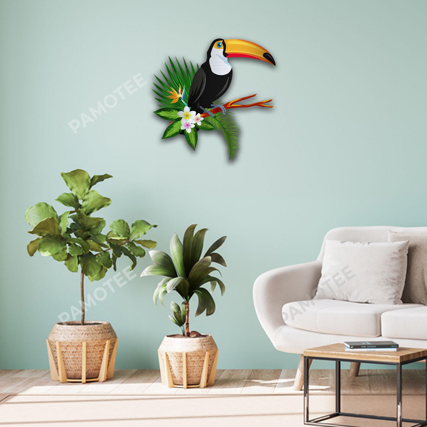 Toucan Bird Metal Wall Art, Toucan Parrot Tropical Wall Hanging