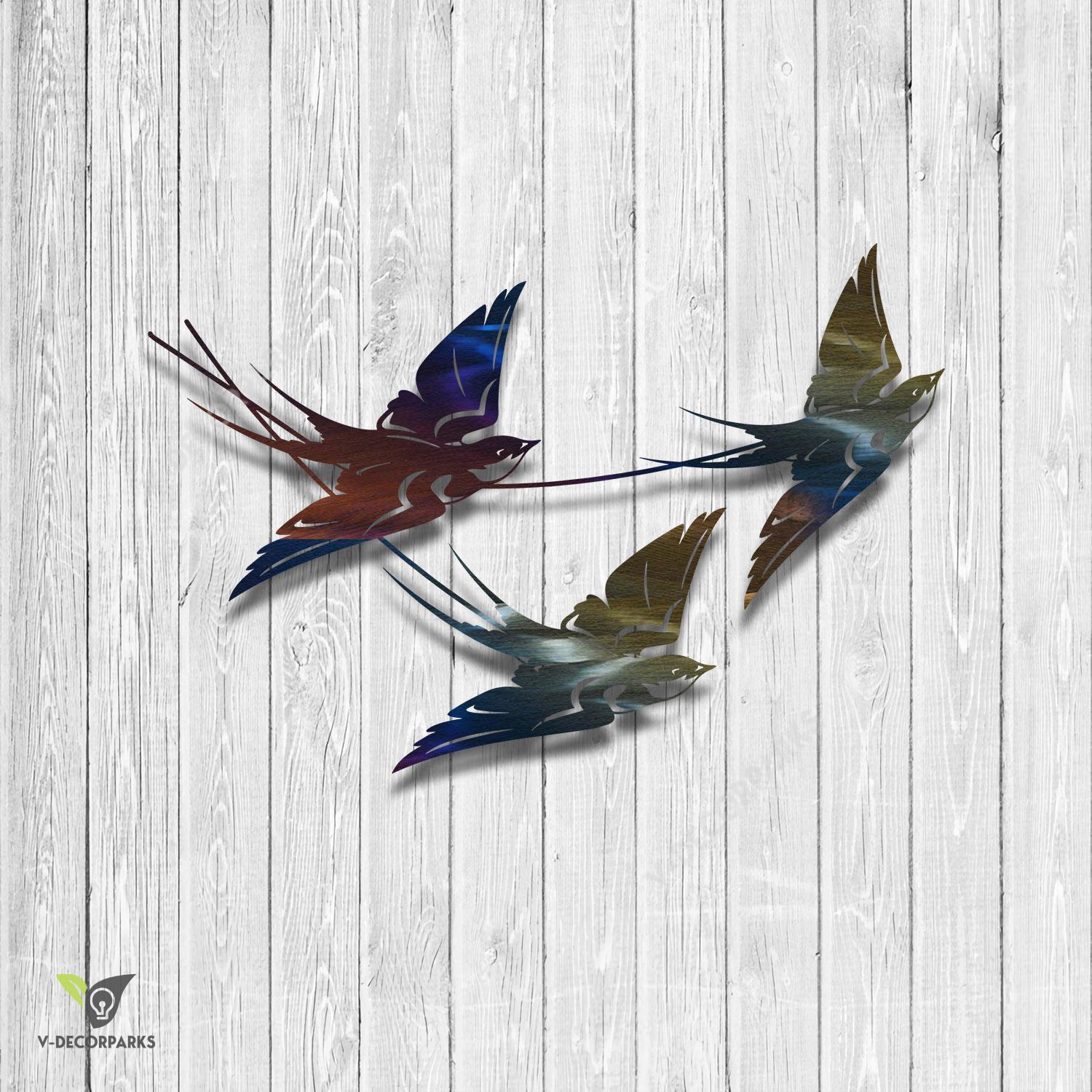 Swallow Birds Metal Wall Art, Swallows Gift For Her
