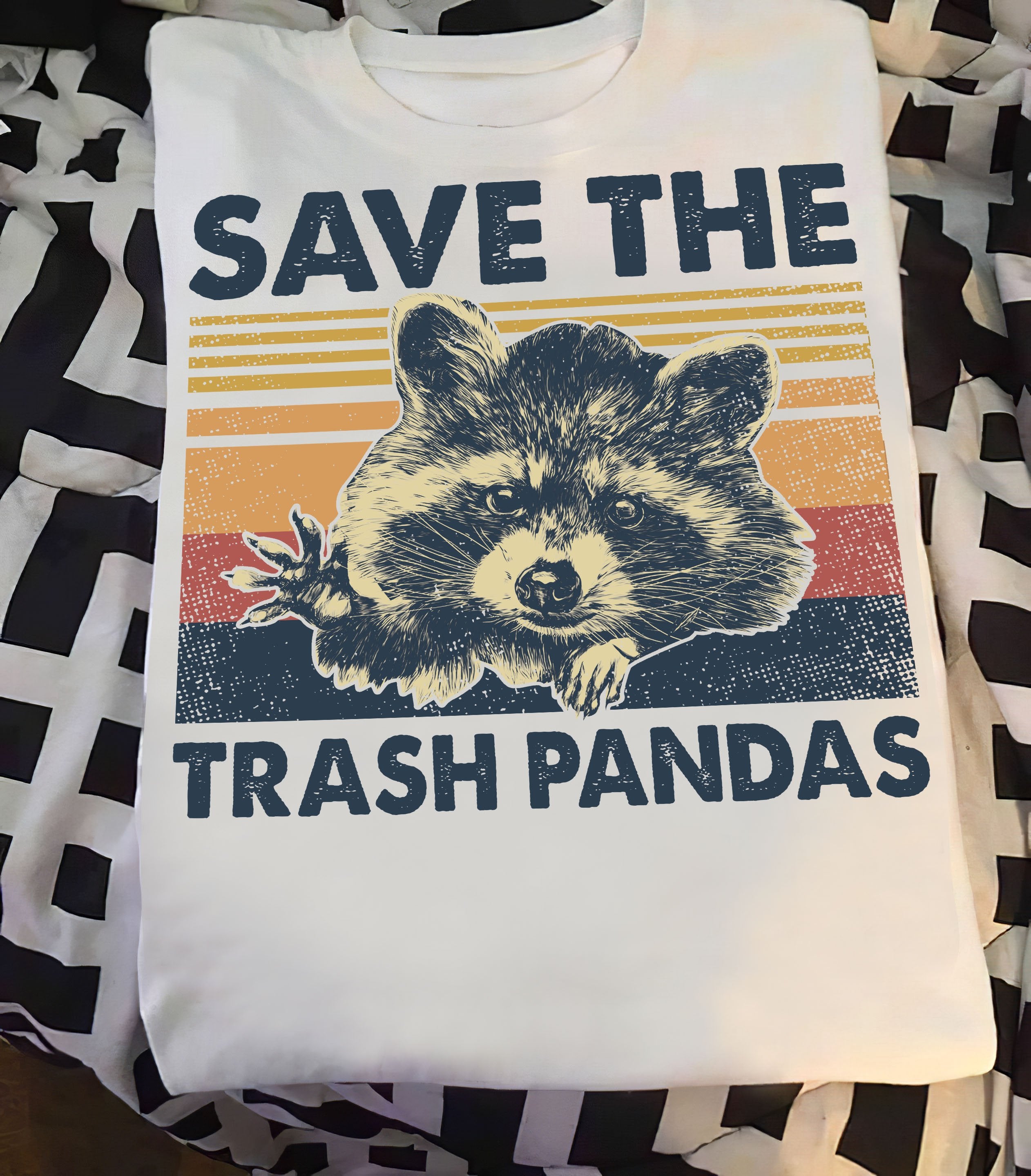 Raccoon Retro Vintage Save The Trash Pandas Unisex T-shirt Hoodie Sweatshirt Plus Size S-5xl