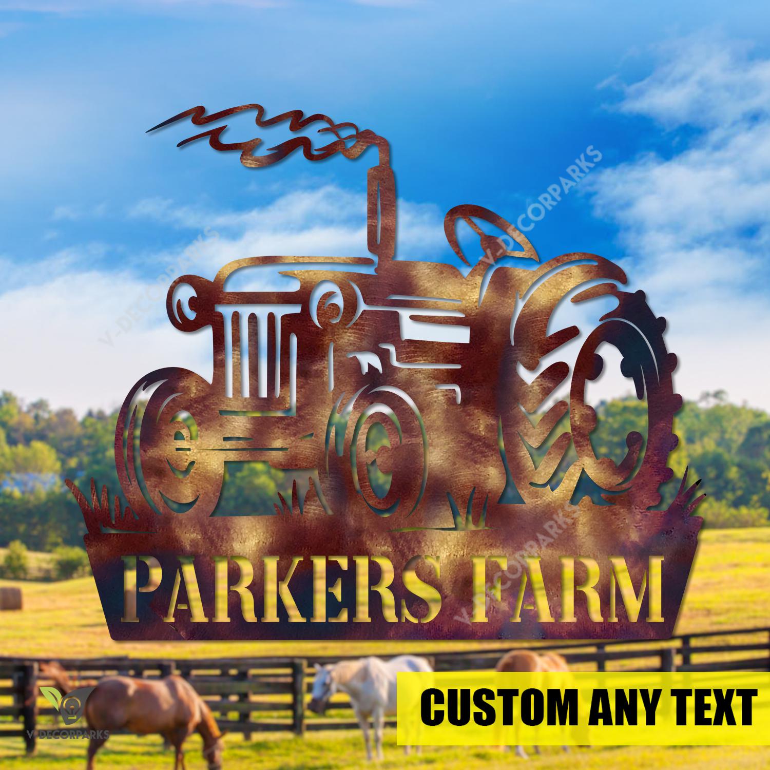 Custom Copper Tractor Metal Art, Tractor Metallic Accent For Farmer