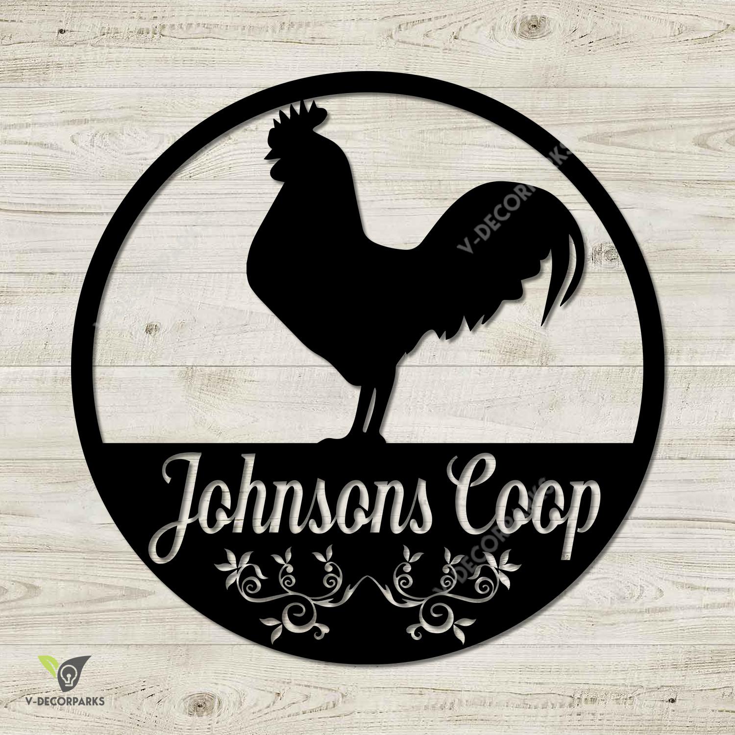 Customized Rooster Chicken Coop Metal Wall Art, Chicken Coop Stainless Accent For Farm