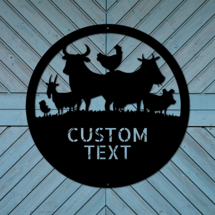 Farm Animals Custom Text Metal Sign, Art, Wall Decor, Metal Sign Wall