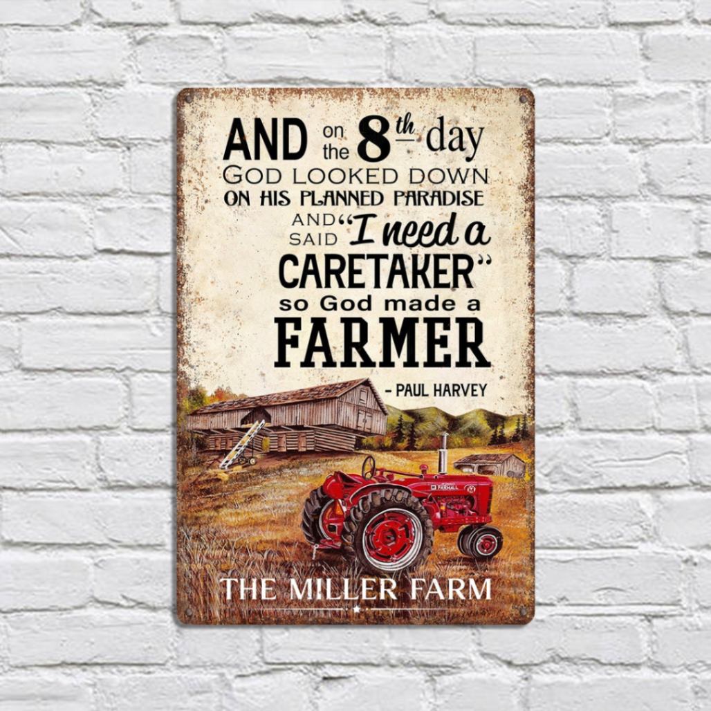 And On The 8th Day Personalized Metal Farm Signs, Custom Metal Ranch Signs