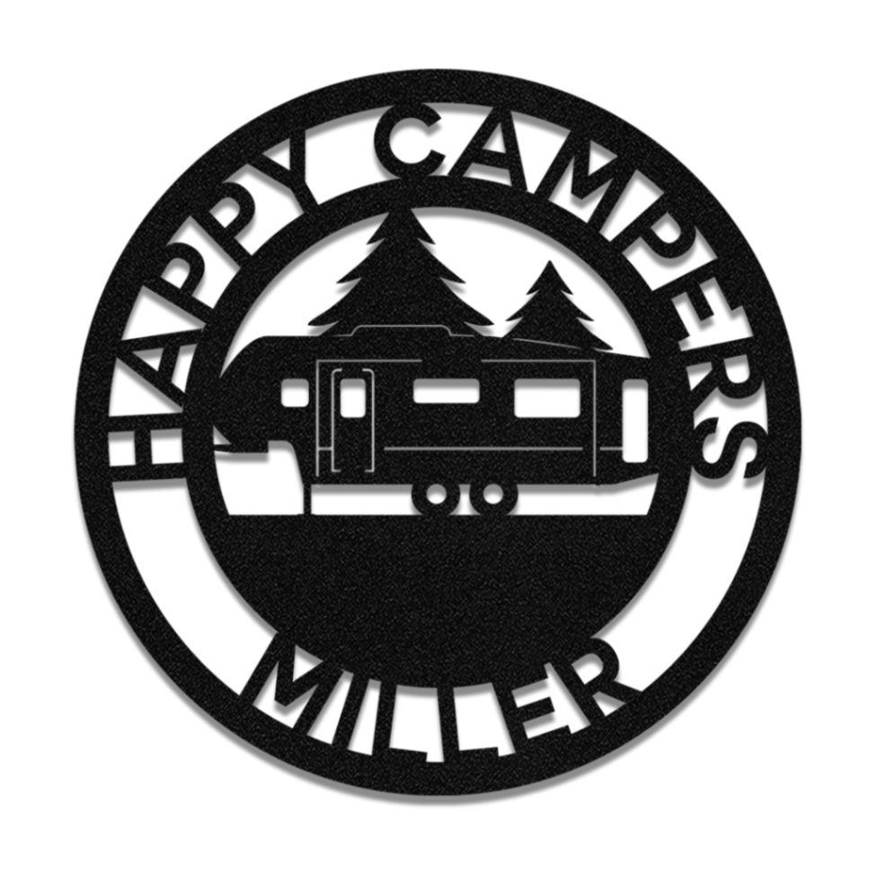 Camper Rv Camping Metal Sign Monogram, Custom Outdoor Campsite, Wall Decor