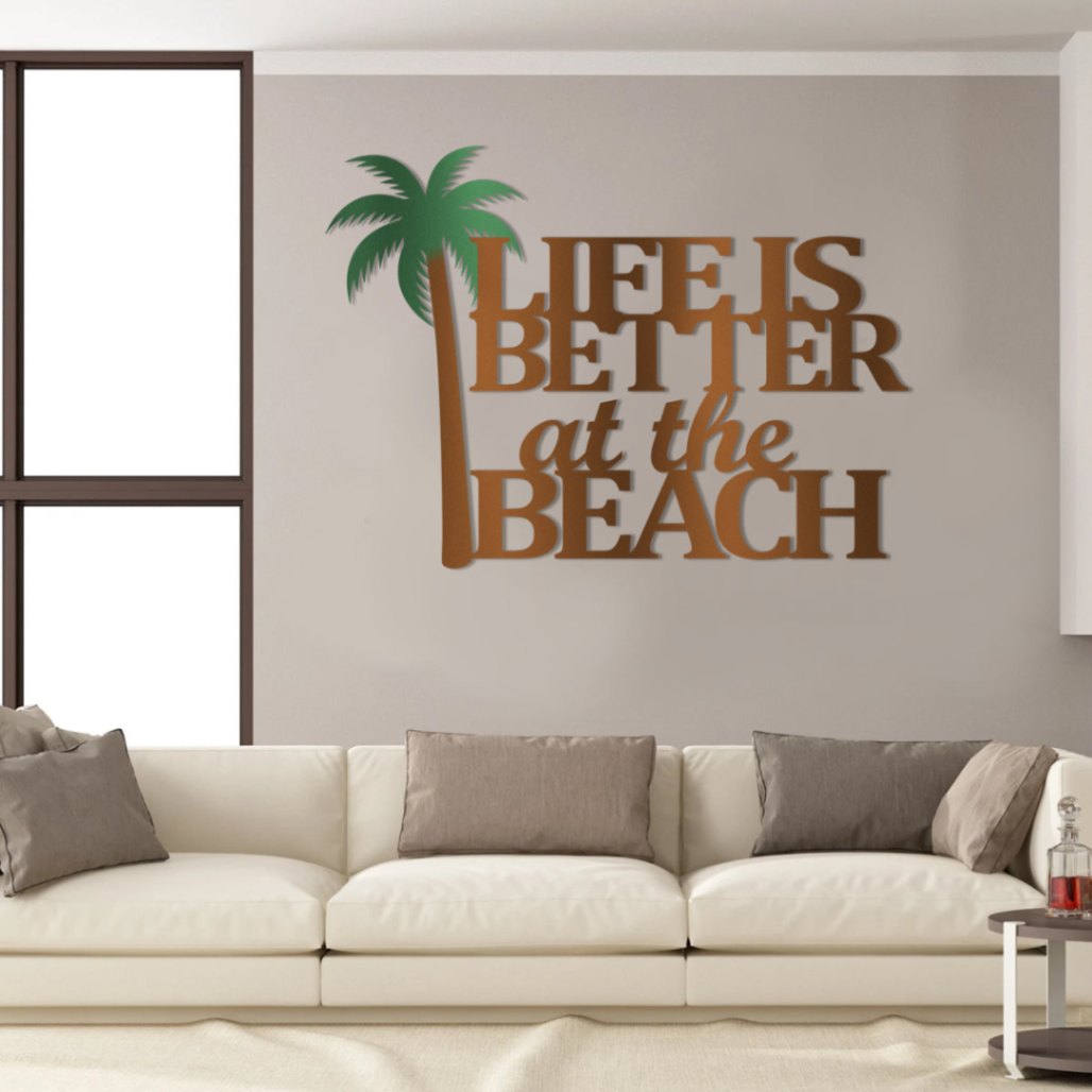 Life Is Better At The Beach Palm Beach House Metal Sign Monogram